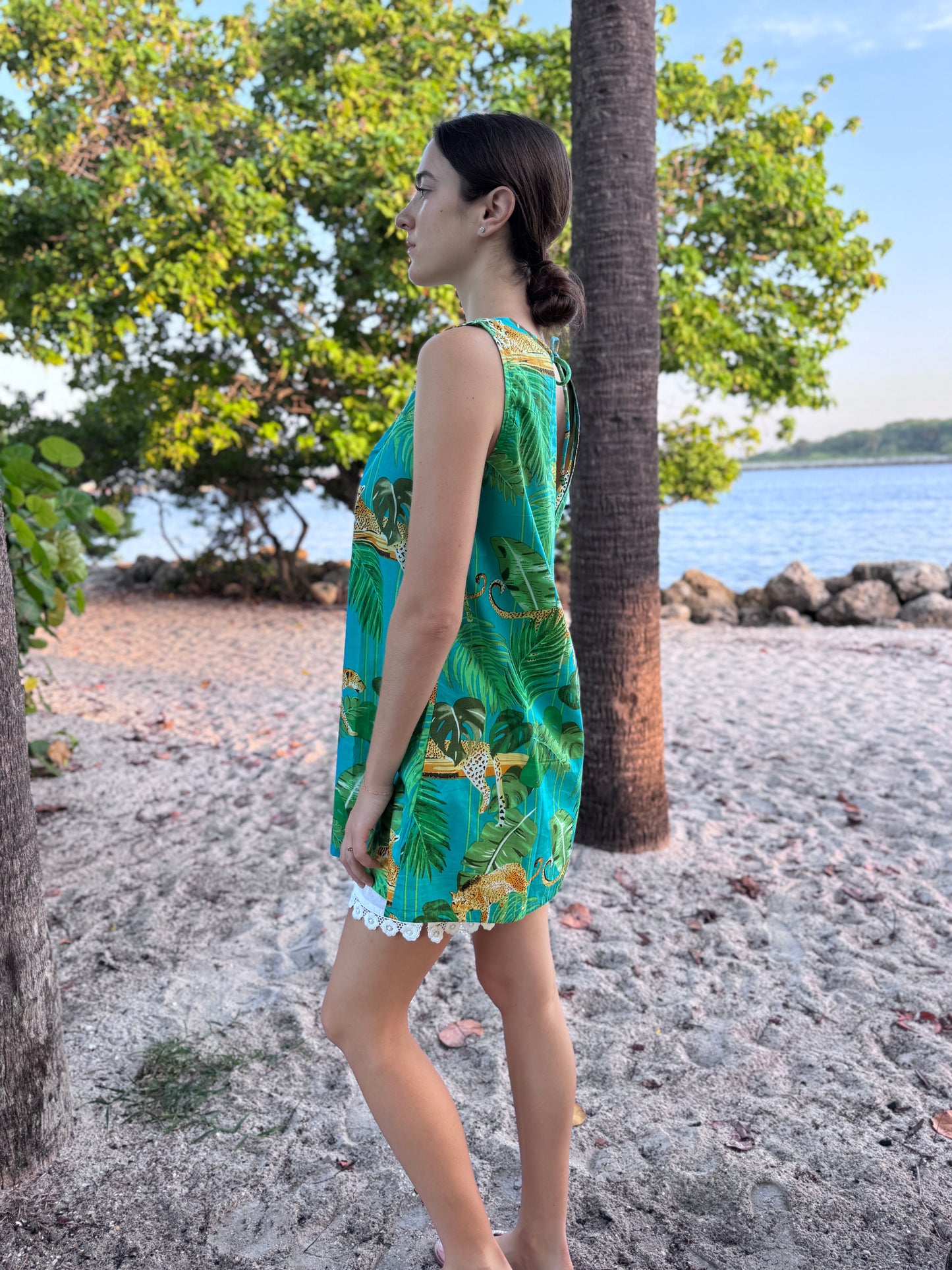 V-neck Petite Dress Caribbean Leopard