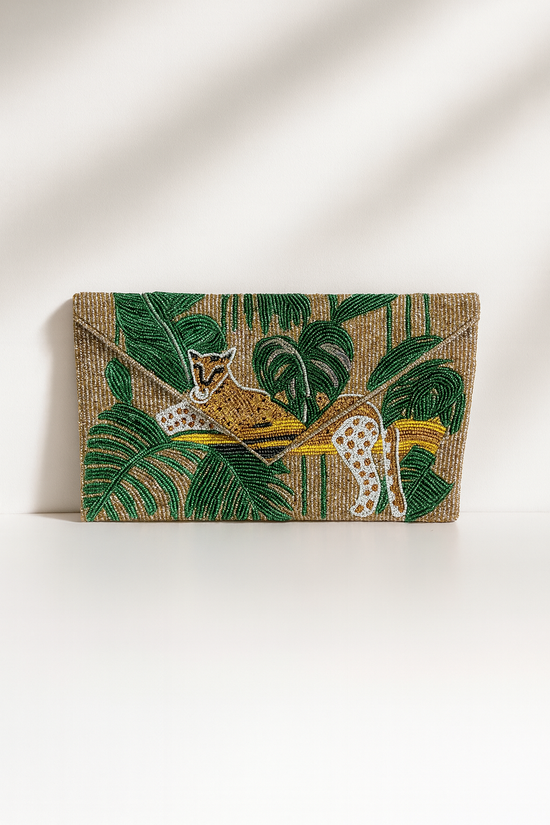 Beaded Clutch Bag | Caribbean Leopard