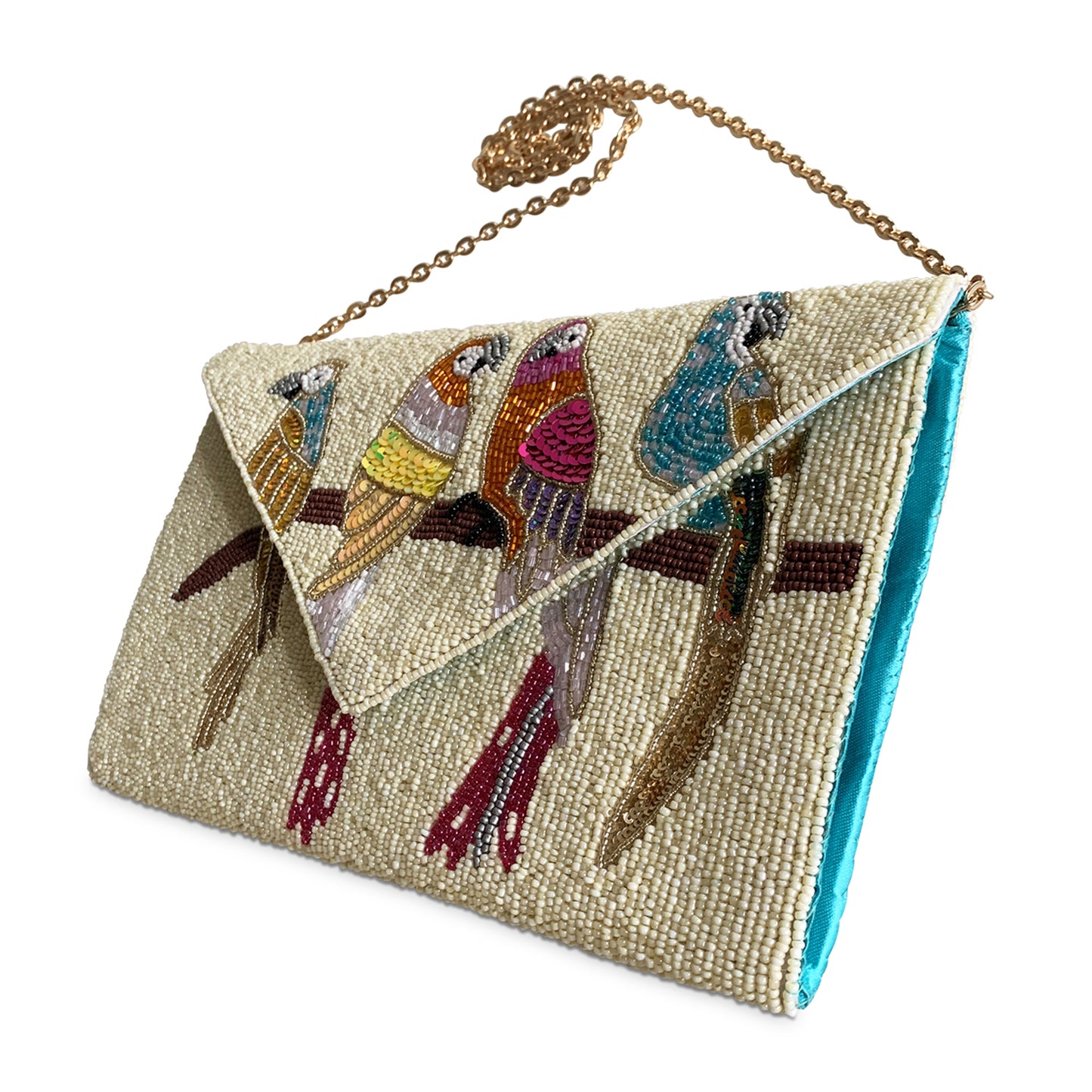 Load image into Gallery viewer, Beaded Clutch Bag | Ivory Parrots

