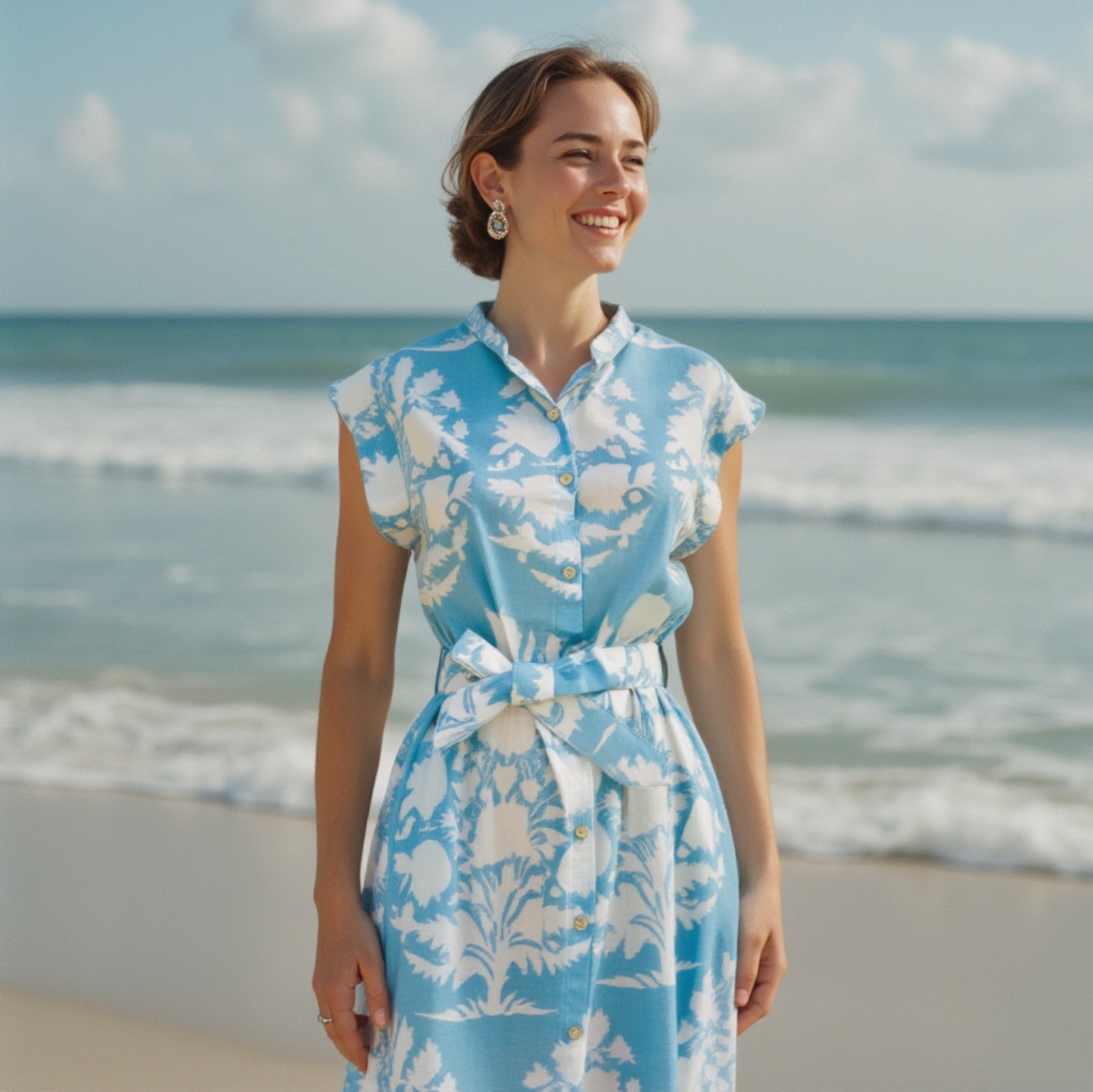 Cap Sleeve Shirt Dress | Tree of Life Morning Mist