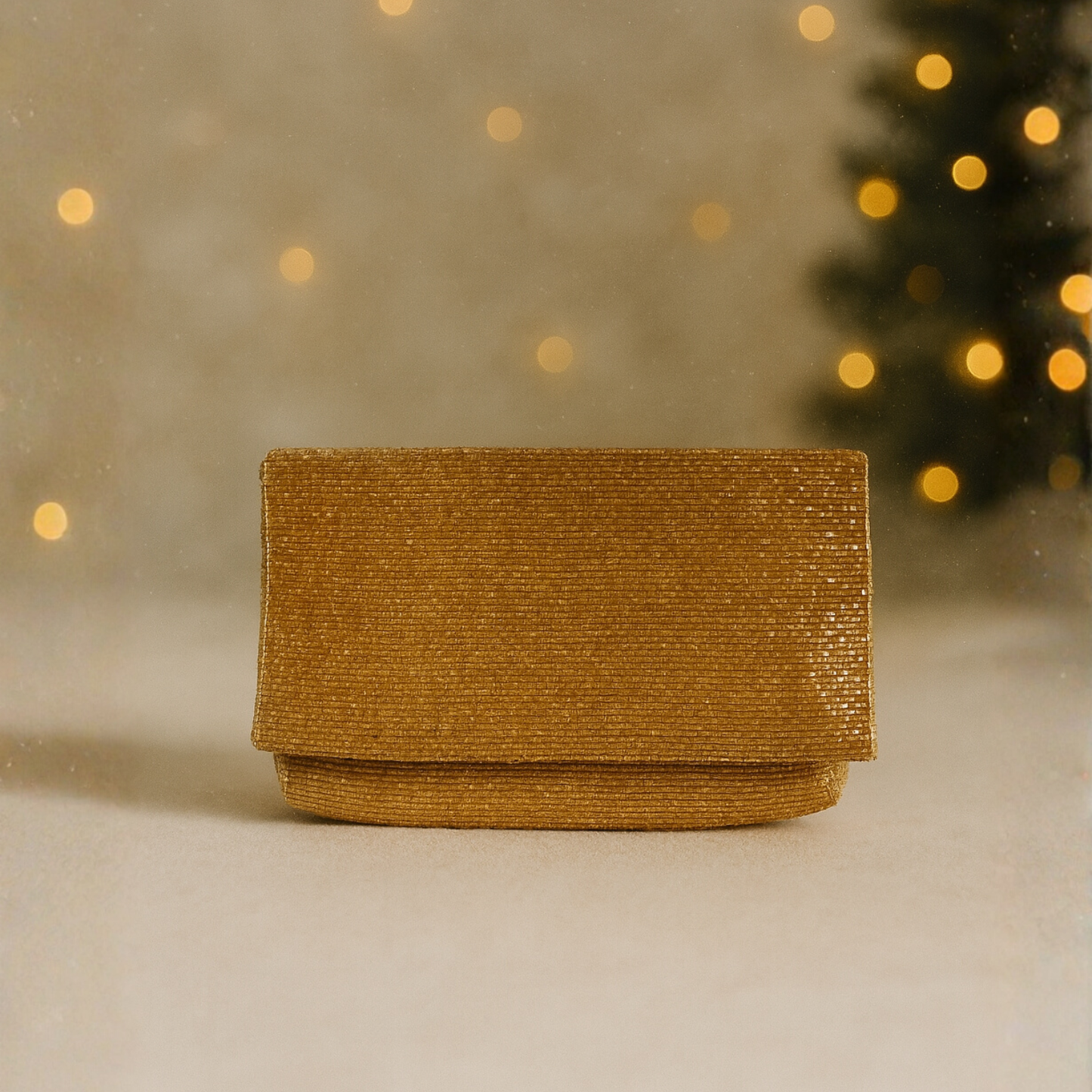 Steel Cut Beaded Petite Clutch Gold Holiday Edition