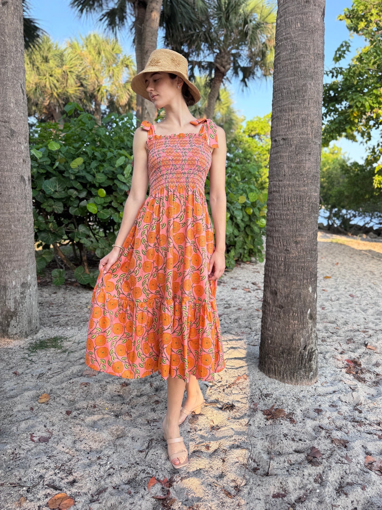 Smocked Sundress Dahlia Peach