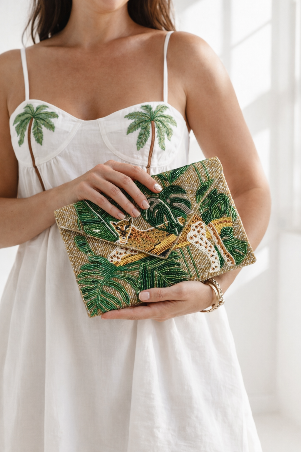 Beaded Clutch Bag | Caribbean Leopard