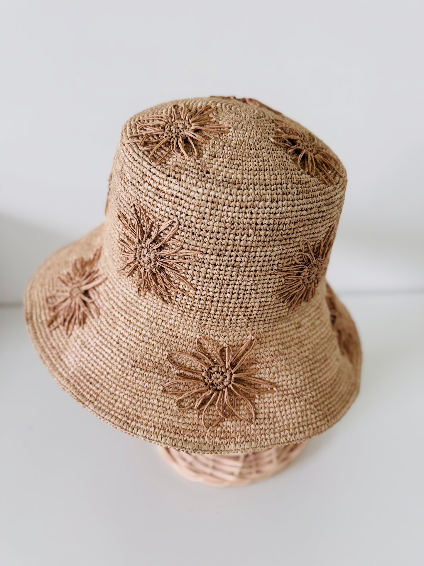 Raffia Flower Bucket Hat
