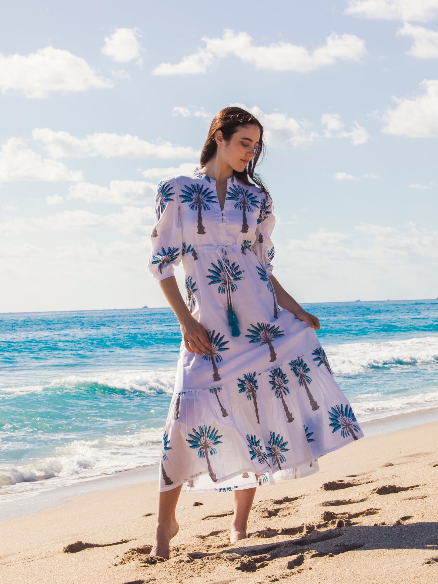Mermaid Long Dress | Blue Palm PICK HAPPY Mermaid Long Dress | Blue Palm PICK HAPPY