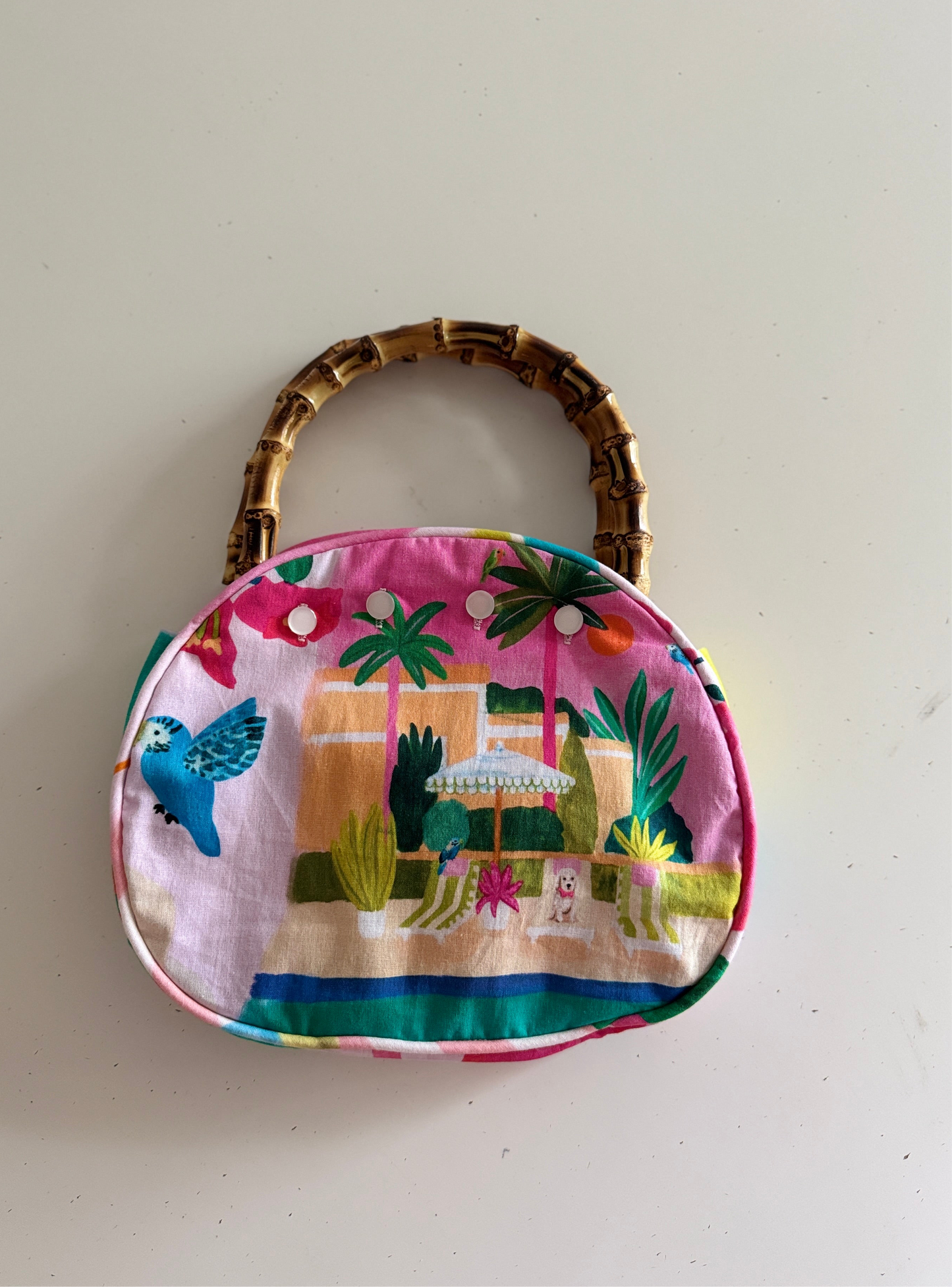 Bermuda Bag with Bamboo Handles Palm Beach