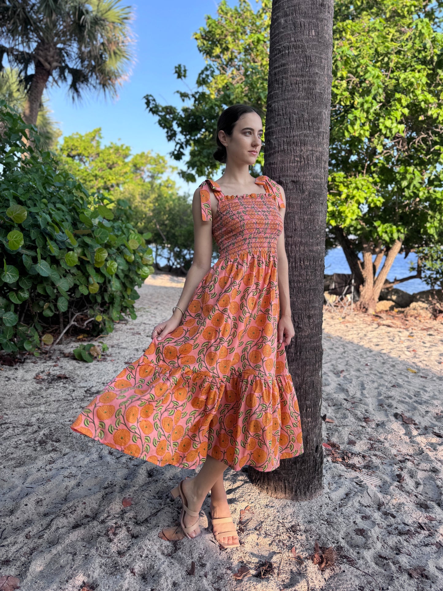 Smocked Sundress Dahlia Peach