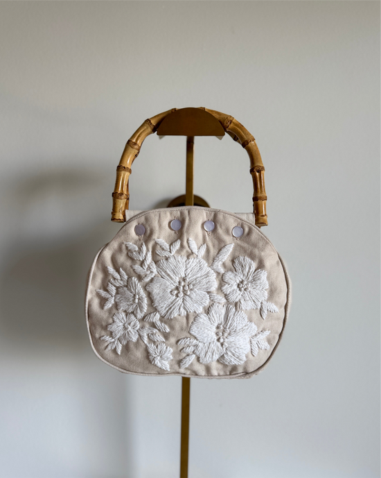 Bermuda Bag with Bamboo Handles Canvas Floral