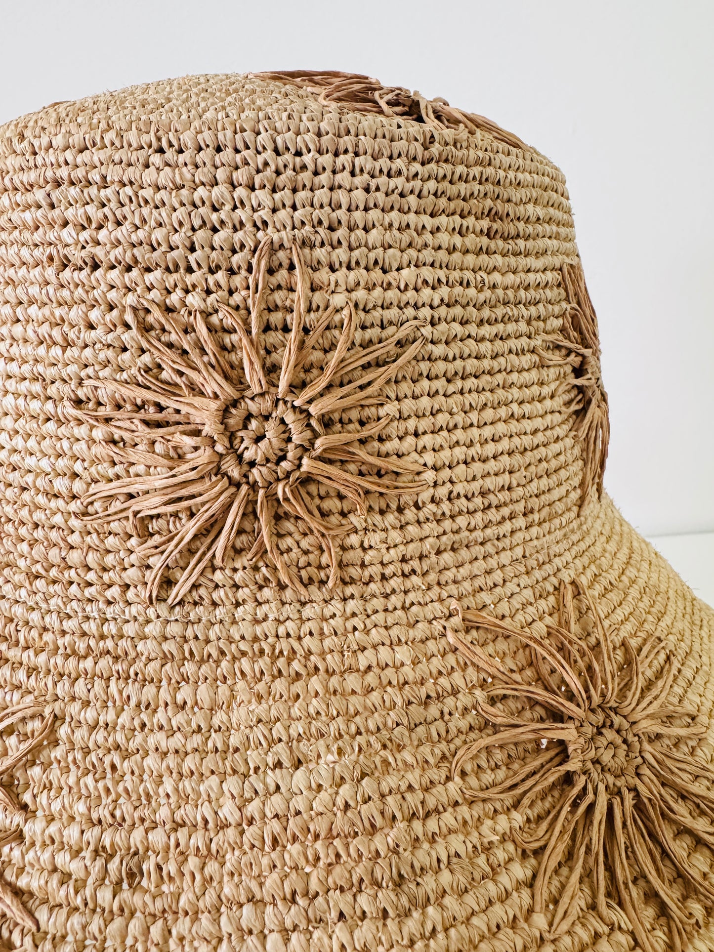 Raffia Flower Bucket Hat