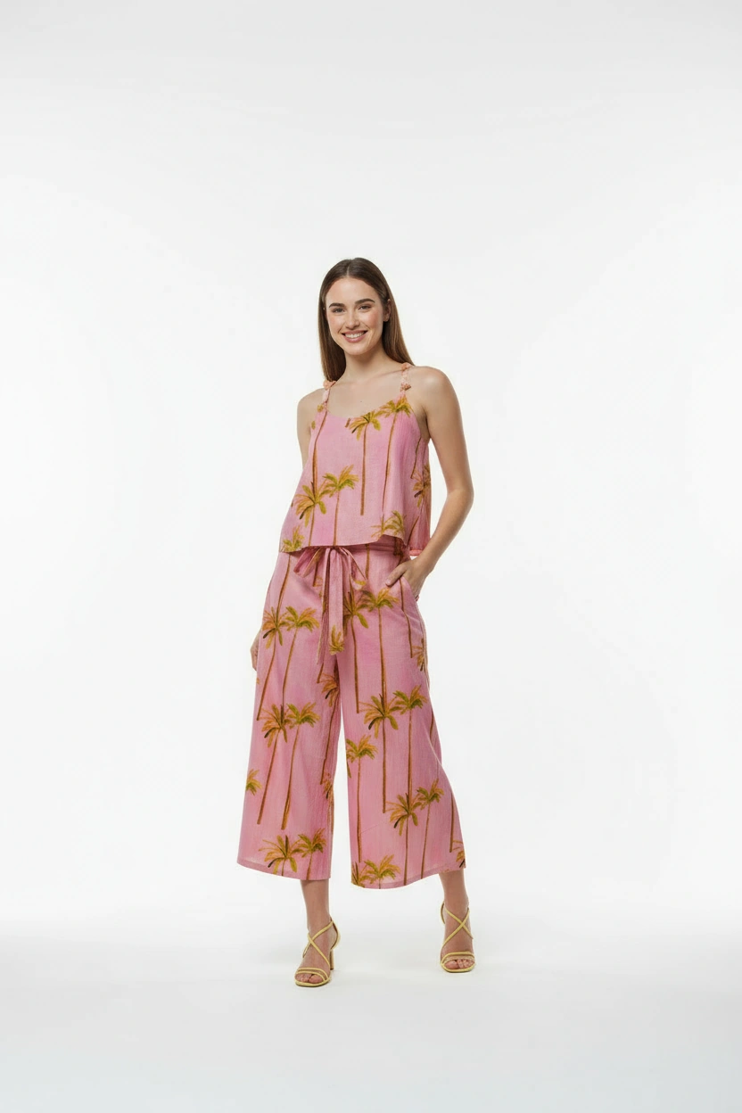 Matching Sets Little Top & Flow Pants | Pink Paradise