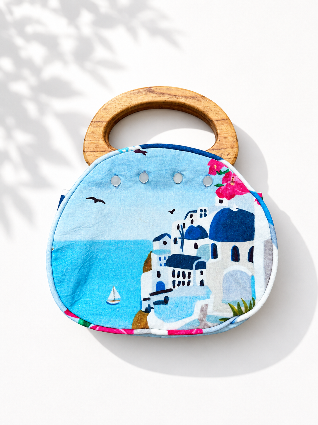 Bermuda Bag with Wooden Handles Santorini Limited