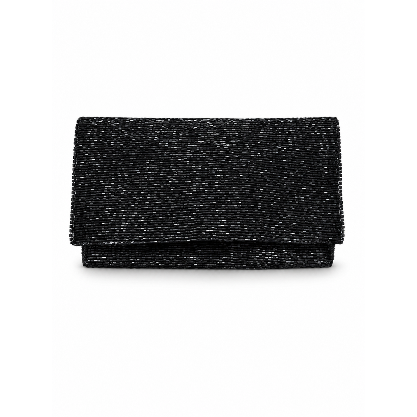 Steel Cut Beaded Petite Clutch Black