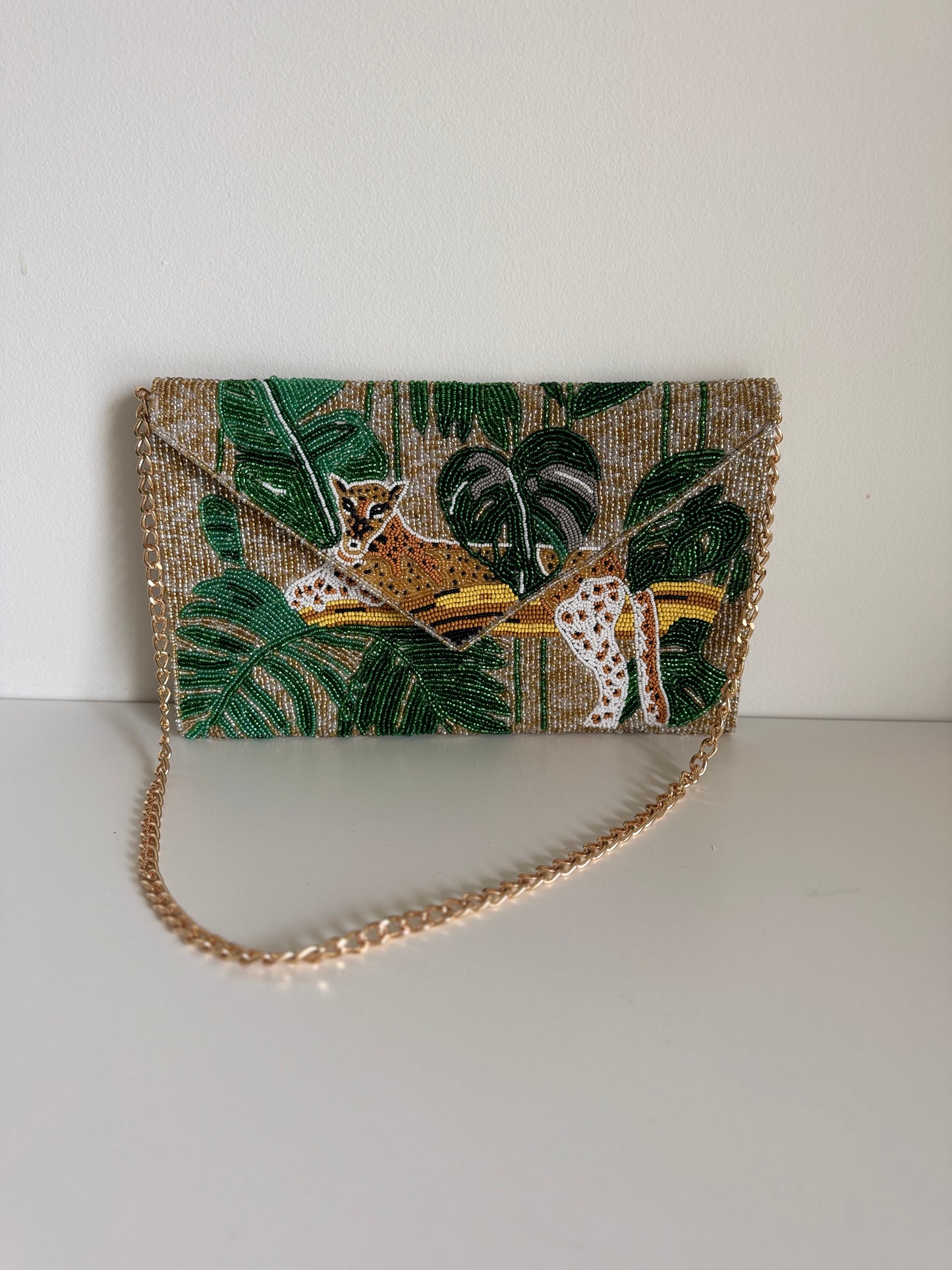 Beaded Clutch Bag | Caribbean Leopard