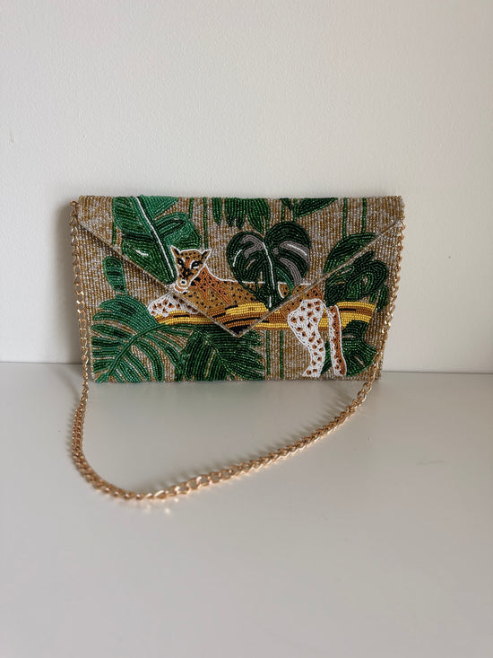 Beaded Clutch Bag | Caribbean Leopard