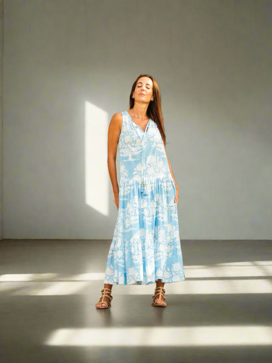 Relax Long Dress with Tassels | Tree of Life Morning Mist