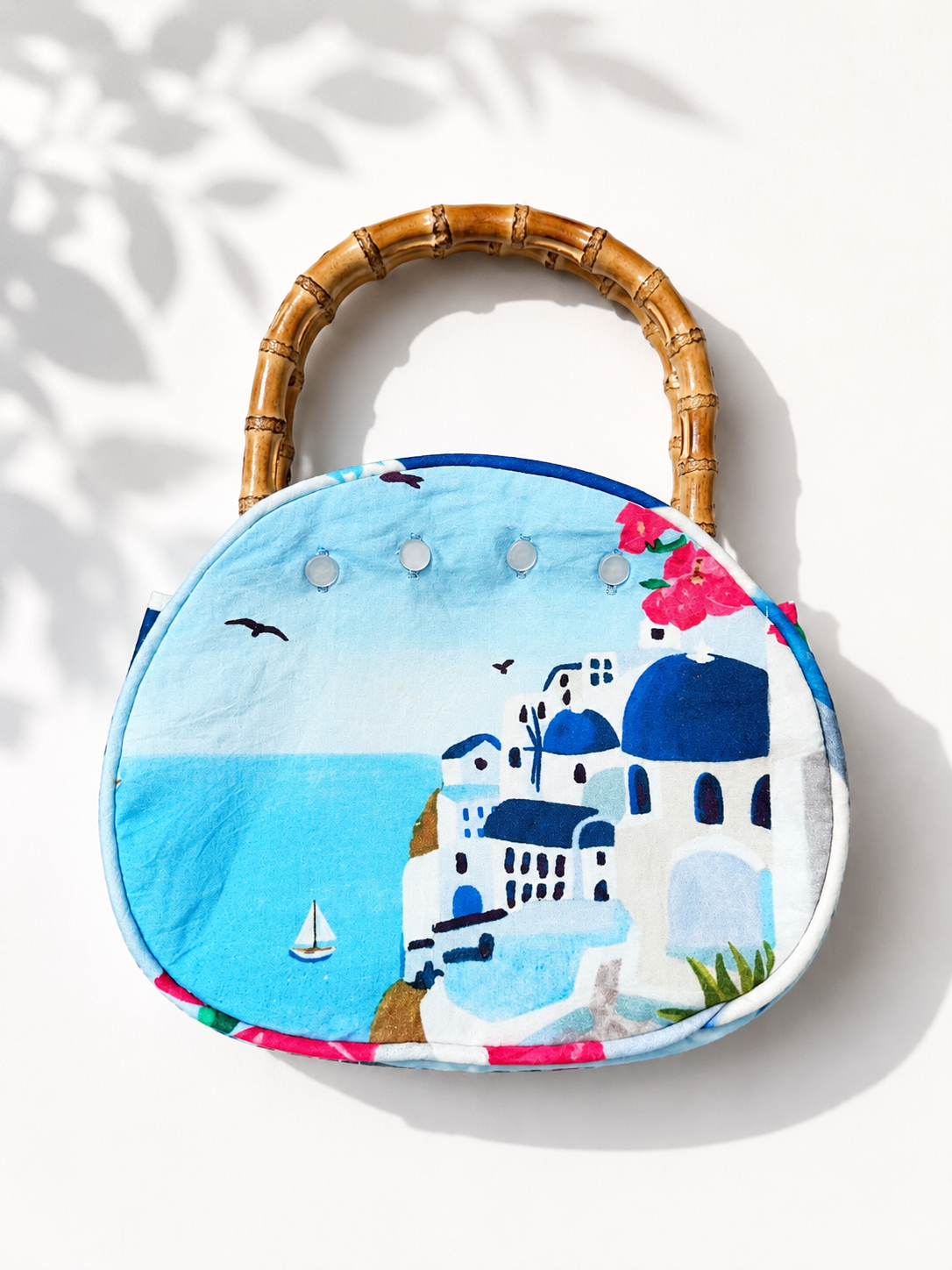 Bermuda Bag with Bamboo Handles Santorini Limited
