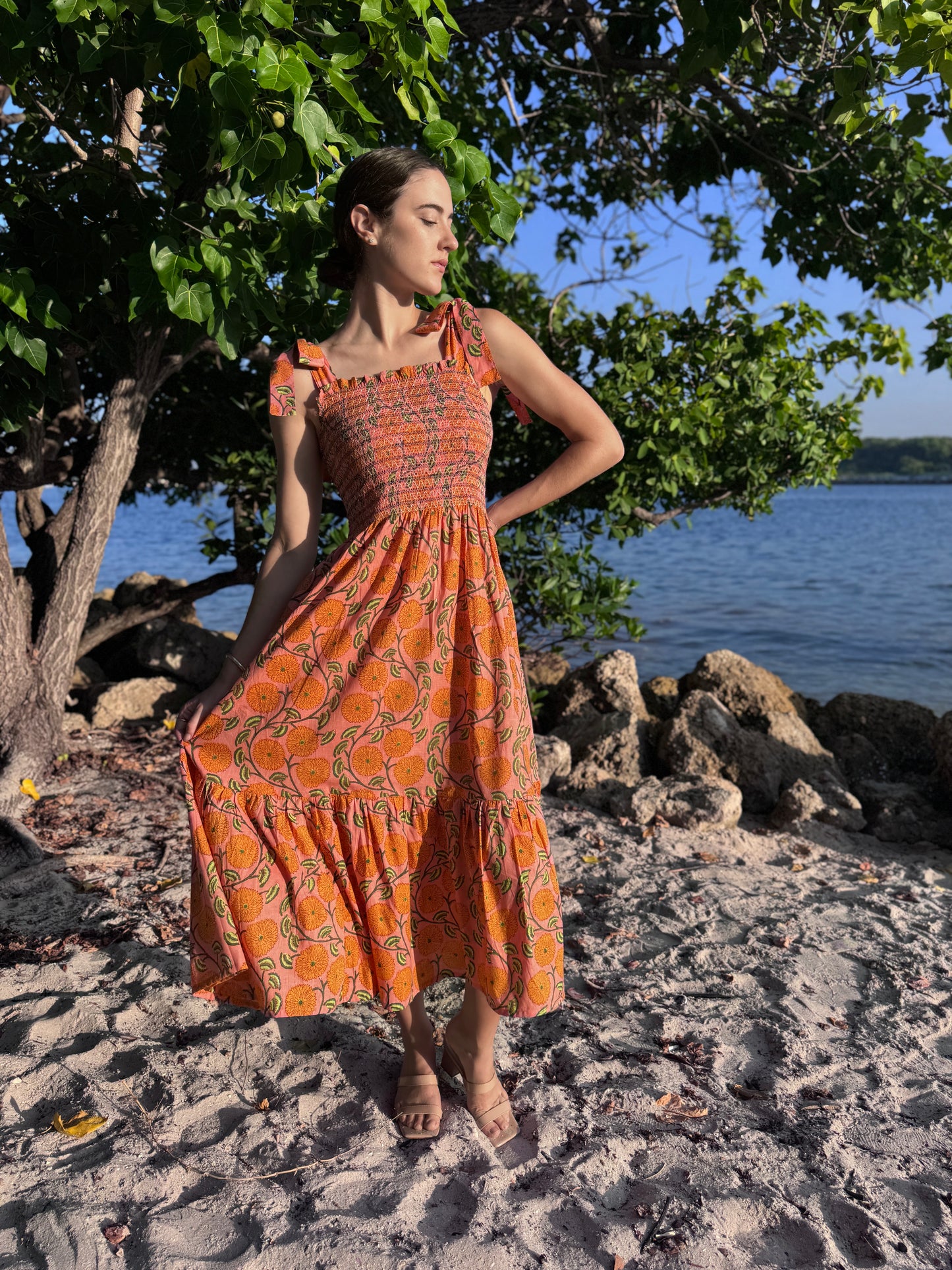 Smocked Sundress Dahlia Peach