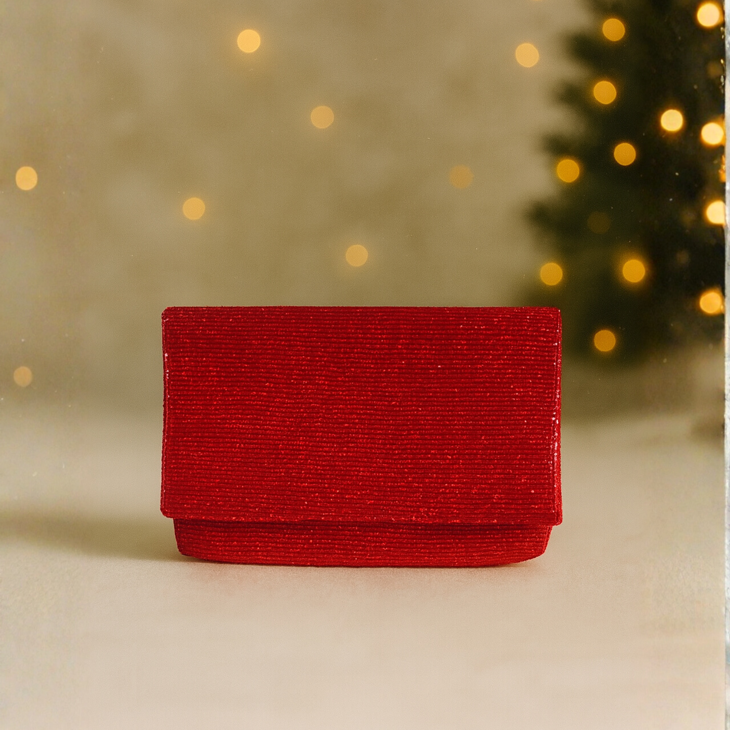 Steel Cut Beaded Petite Clutch Ruby Red Holiday Edition