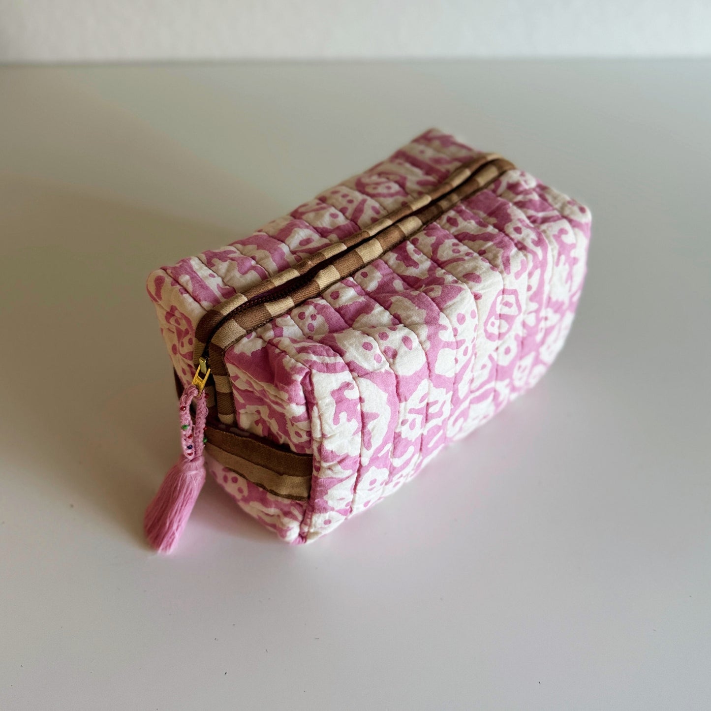 Quilted Toiletry Bag | Powder Pink Mocha