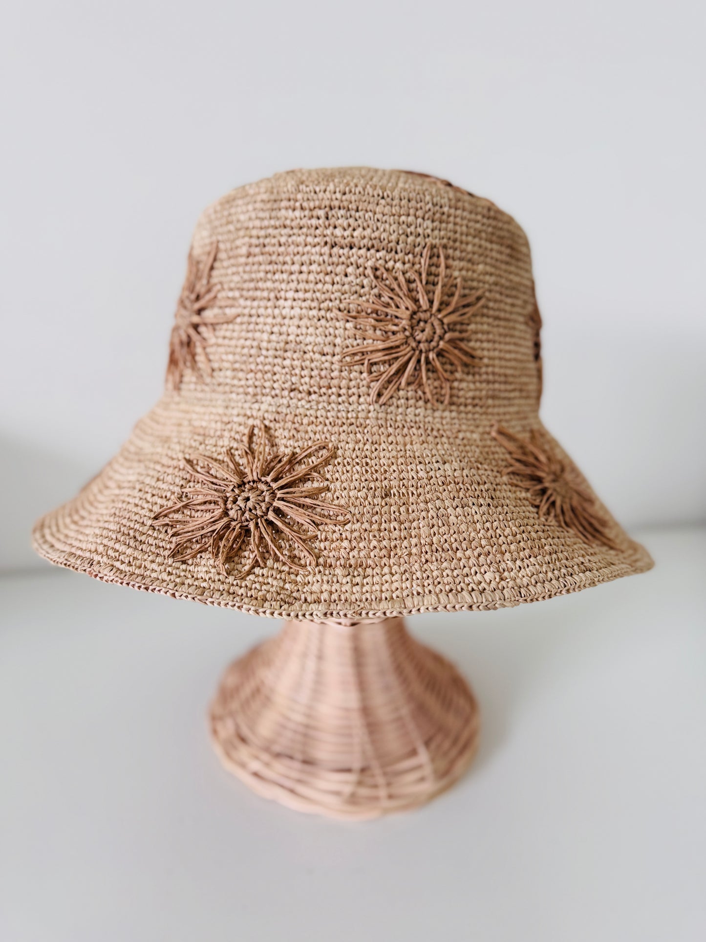 Raffia Flower Bucket Hat
