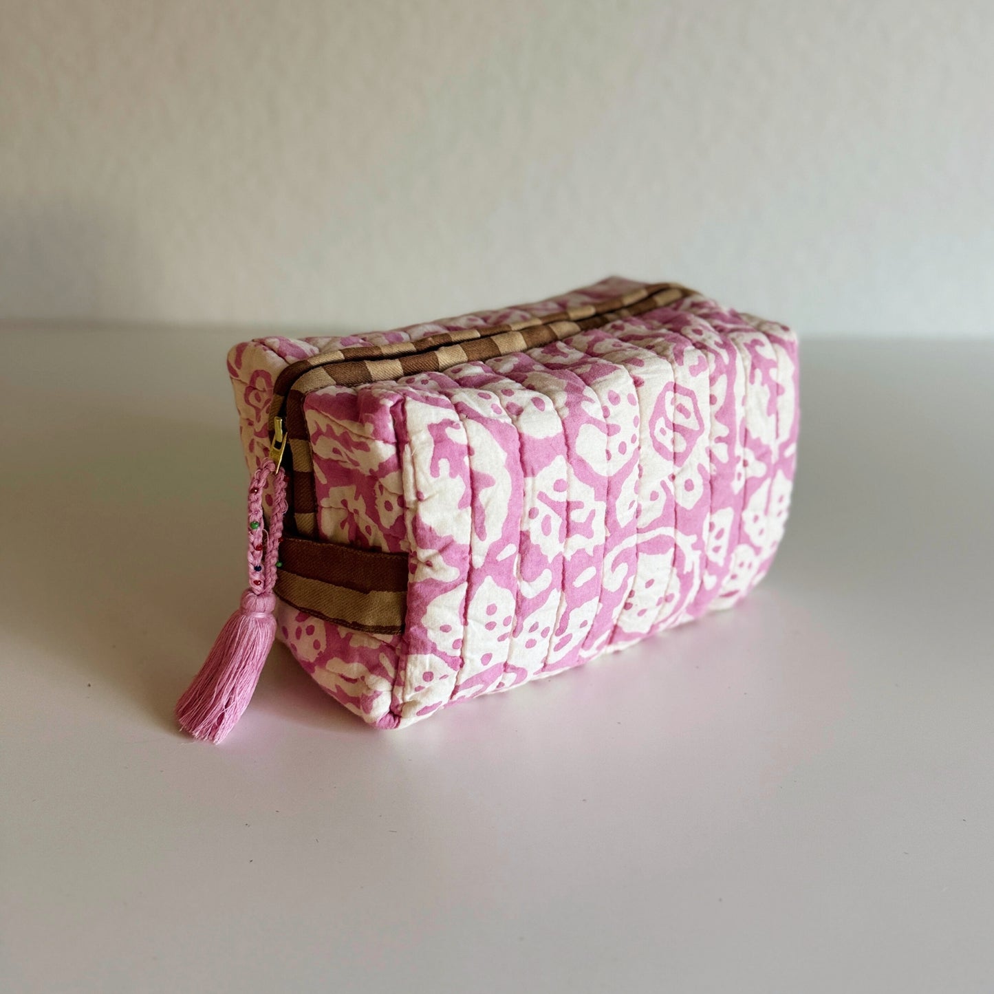 Quilted Toiletry Bag | Powder Pink Mocha