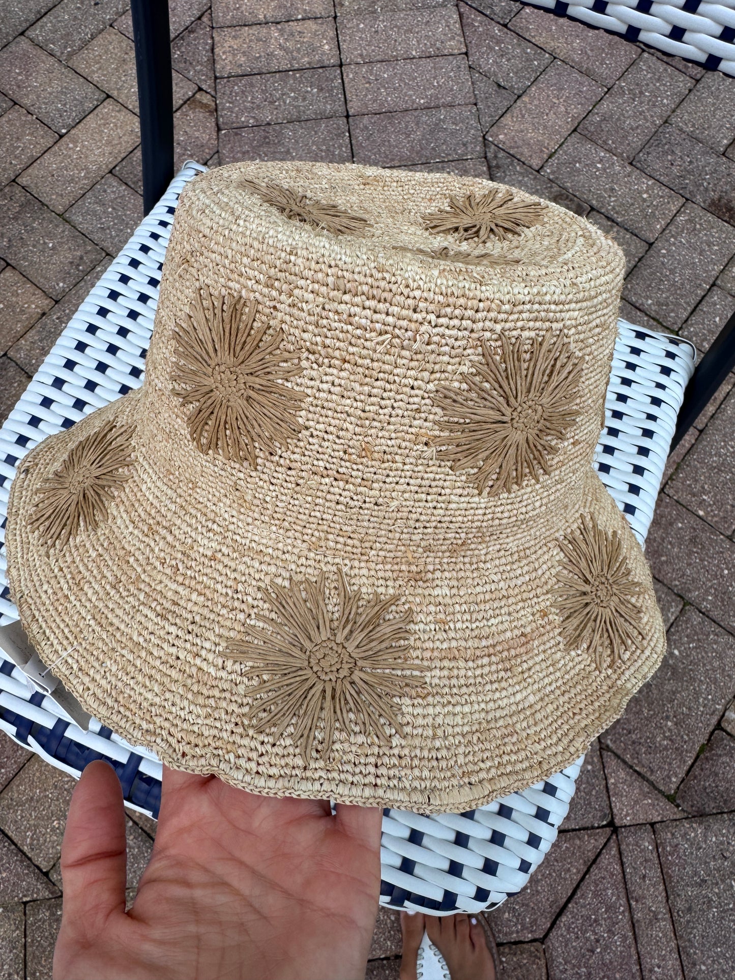 Raffia Flower Bucket Hat