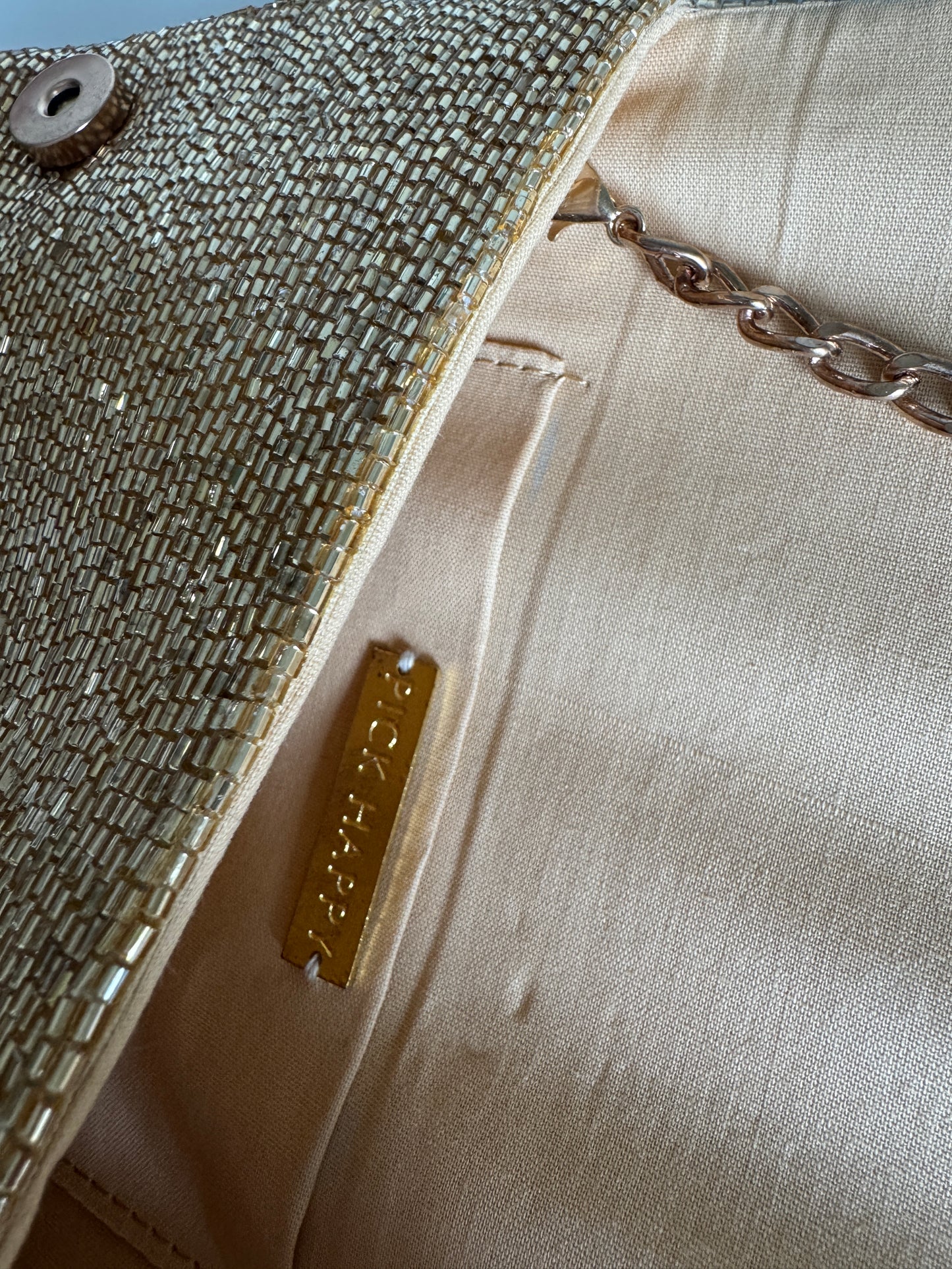 Steel Cut Beaded Petite Clutch Gold Holiday Edition