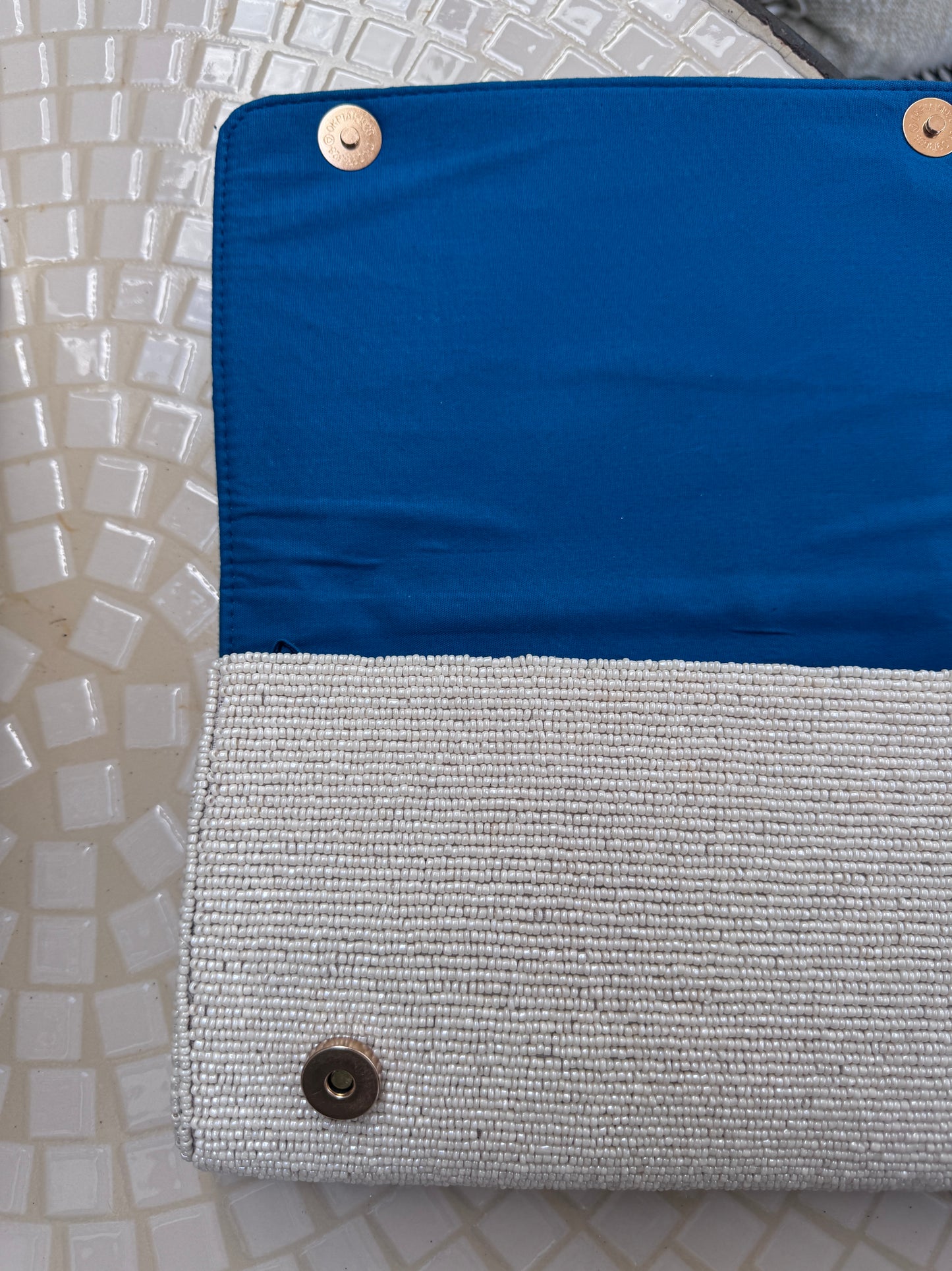 Beaded Frame Bag Blue Horse