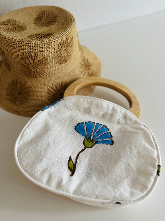 Bermuda Bag with Wooden Handles Ginko Turquoise