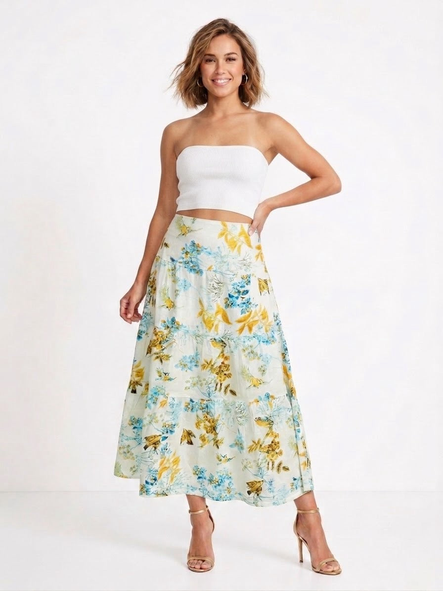 Cotton Tiered Long Skirt | Bird Flight