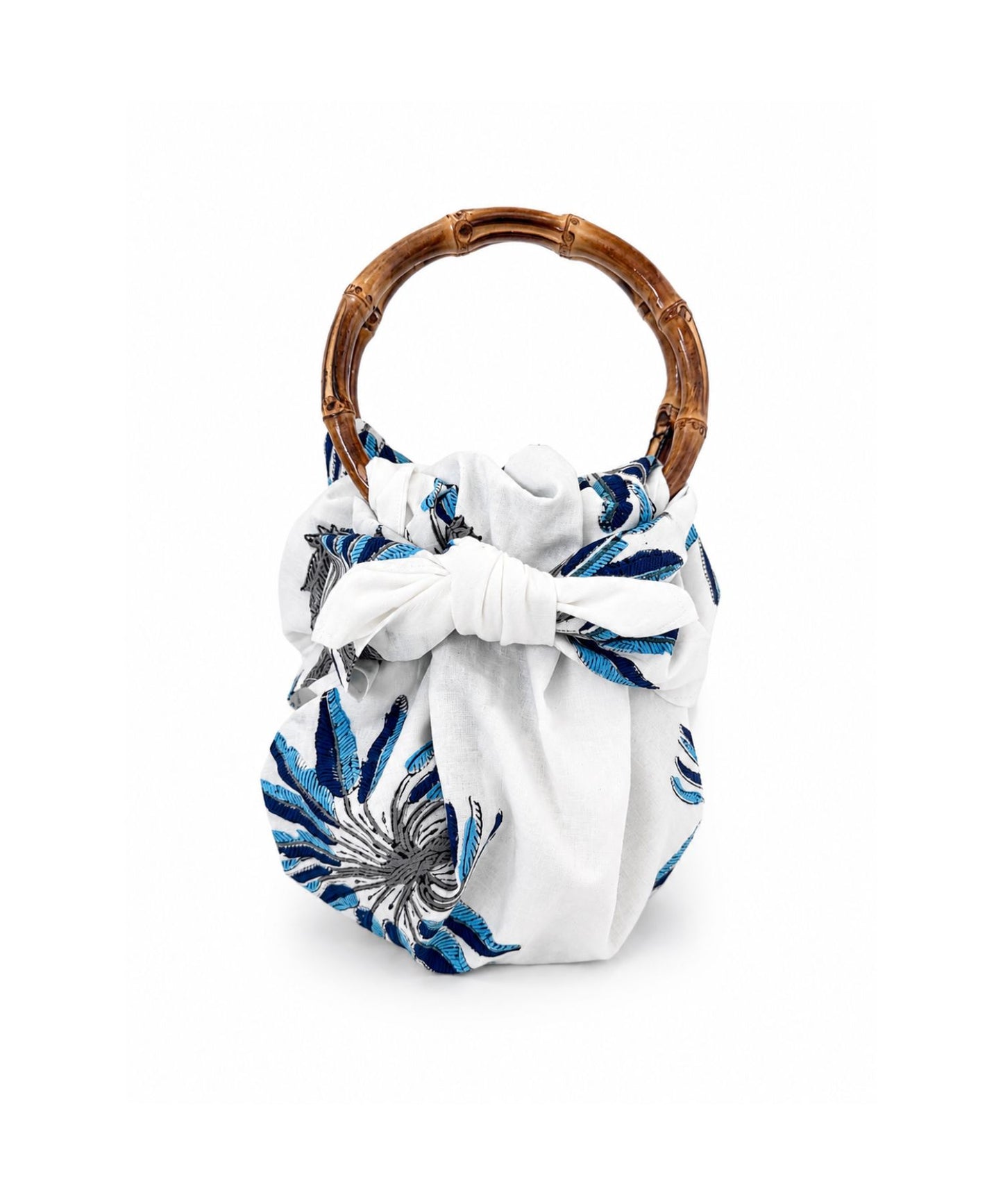 Japanese Bamboo Bag Blue Palm