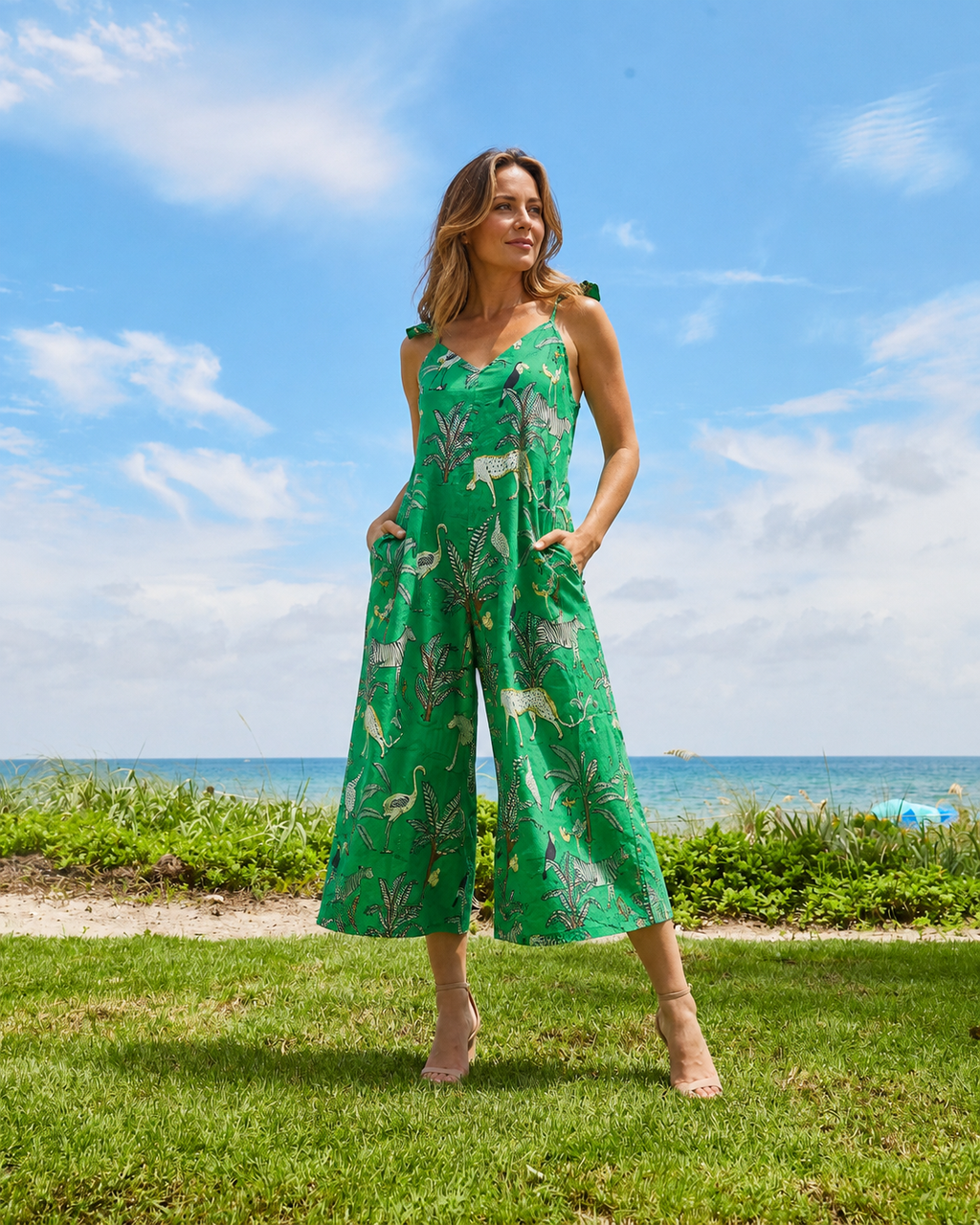 だいせい　新品✨セオリー SHIRRED JUMPSUIT ジャンプ Angel Jumpsuit | Zoo Vivid Green – PICK HAPPY