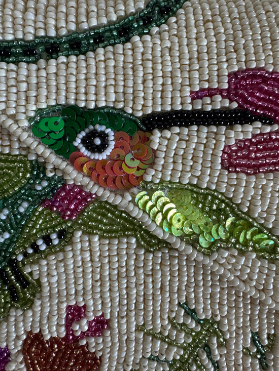 Beaded Clutch Bag | Botanica Bird White