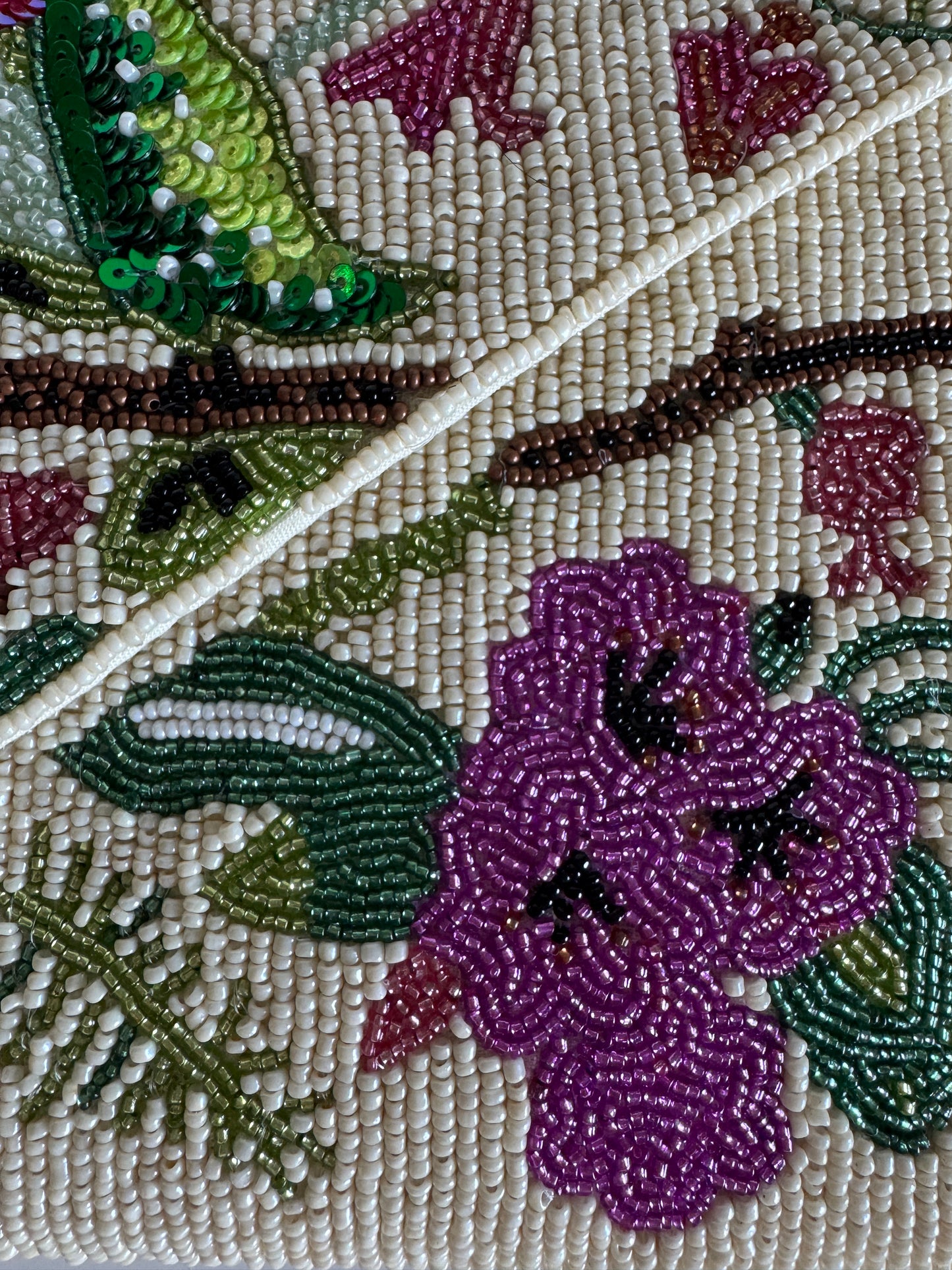 Beaded Clutch Bag | Botanica Bird White