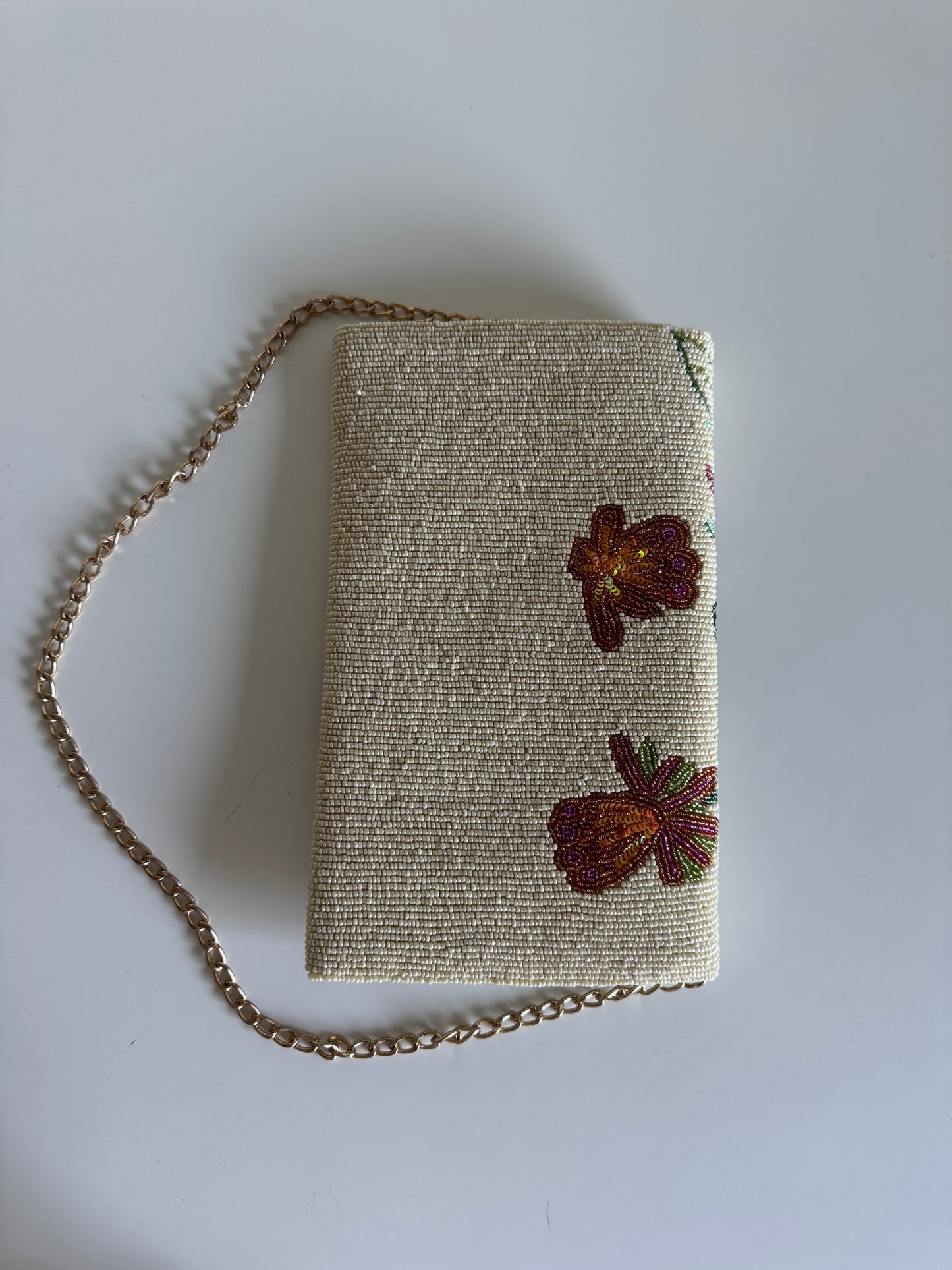 Beaded Clutch Bag | Botanica Bird White