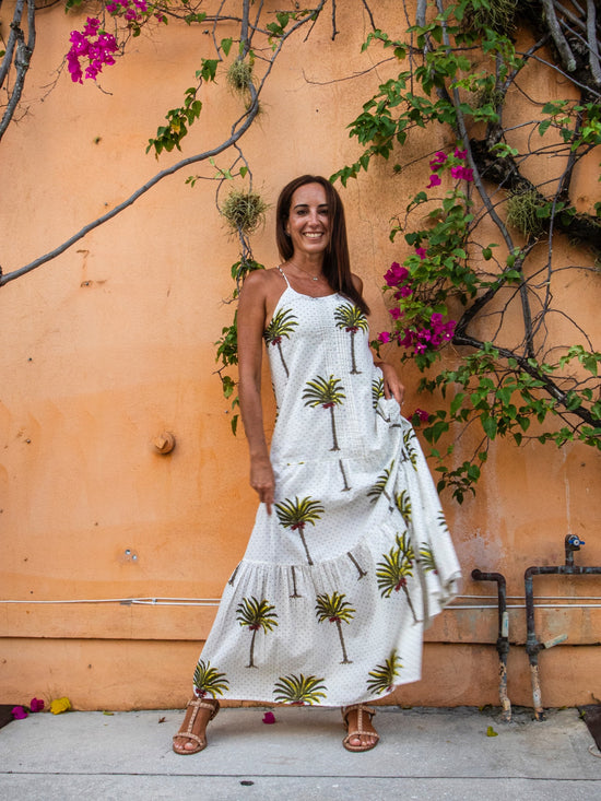 Pintuck Maxi Dress | Green Palm PICK HAPPY Pintuck Maxi Dress | Green Palm PICK HAPPY