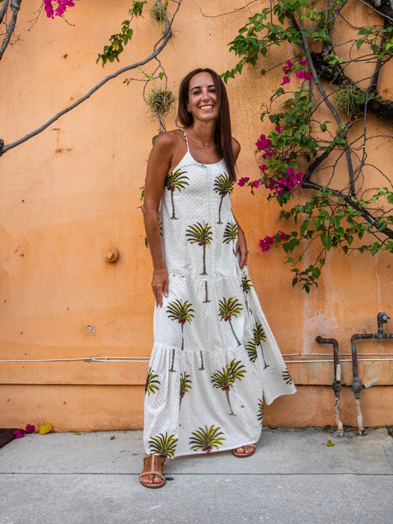 Pintuck Maxi Dress | Green Palm