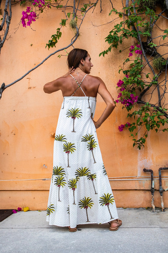 Pintuck Maxi Dress | Green Palm PICK HAPPY Pintuck Maxi Dress | Green Palm PICK HAPPY