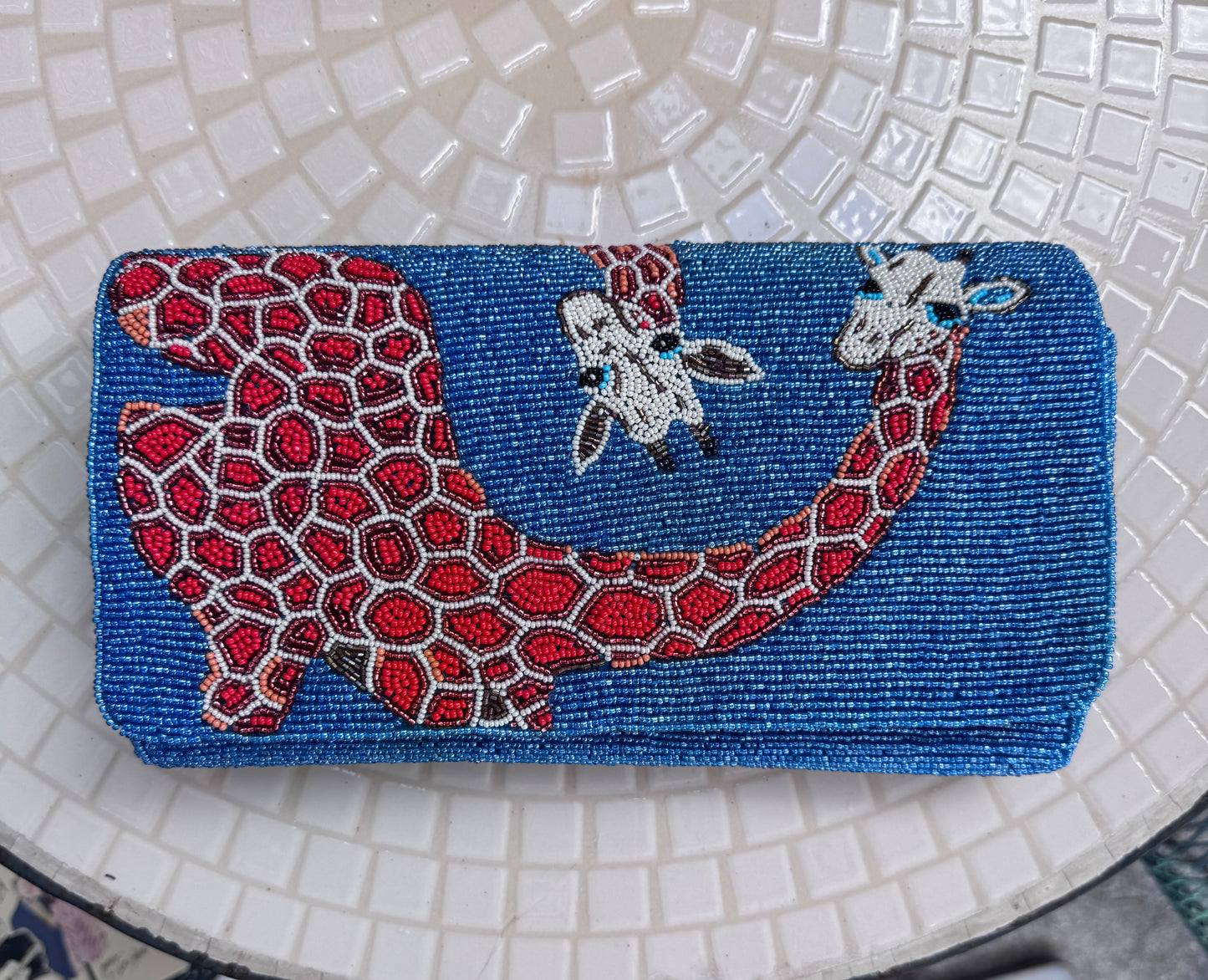 Beaded Frame Bag Giraffes
