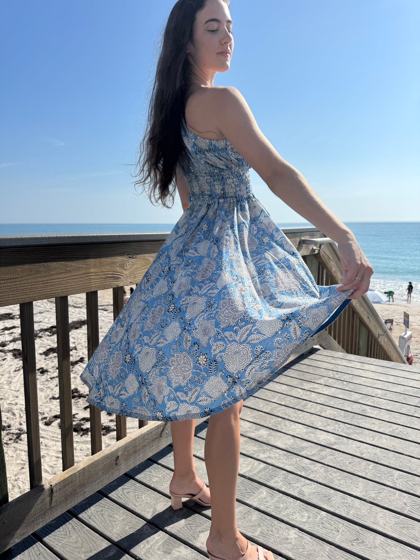 One Shoulder Goddess Dress | Botanical Azure