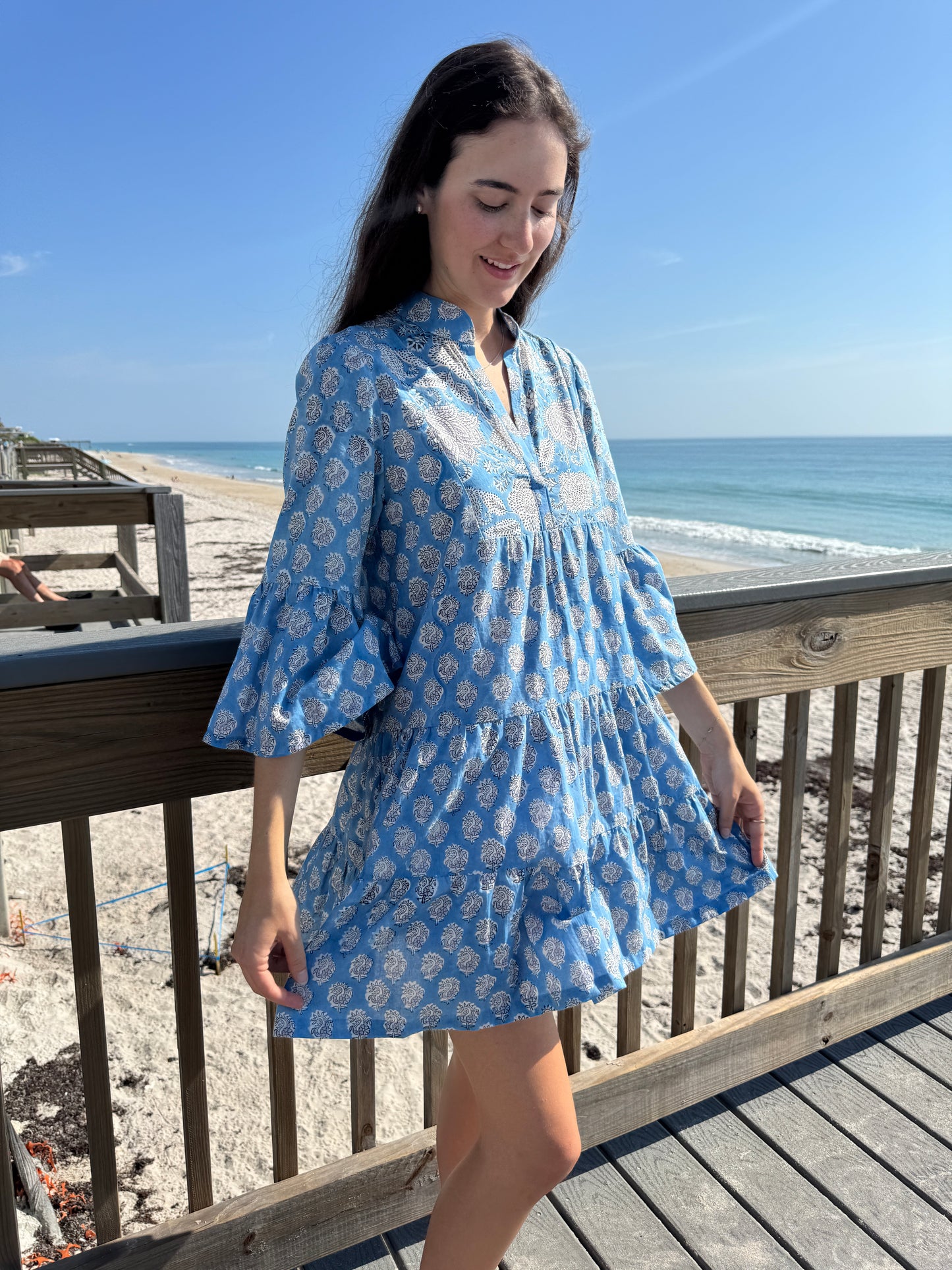 Babydoll Mini Dress | Botanical Azure