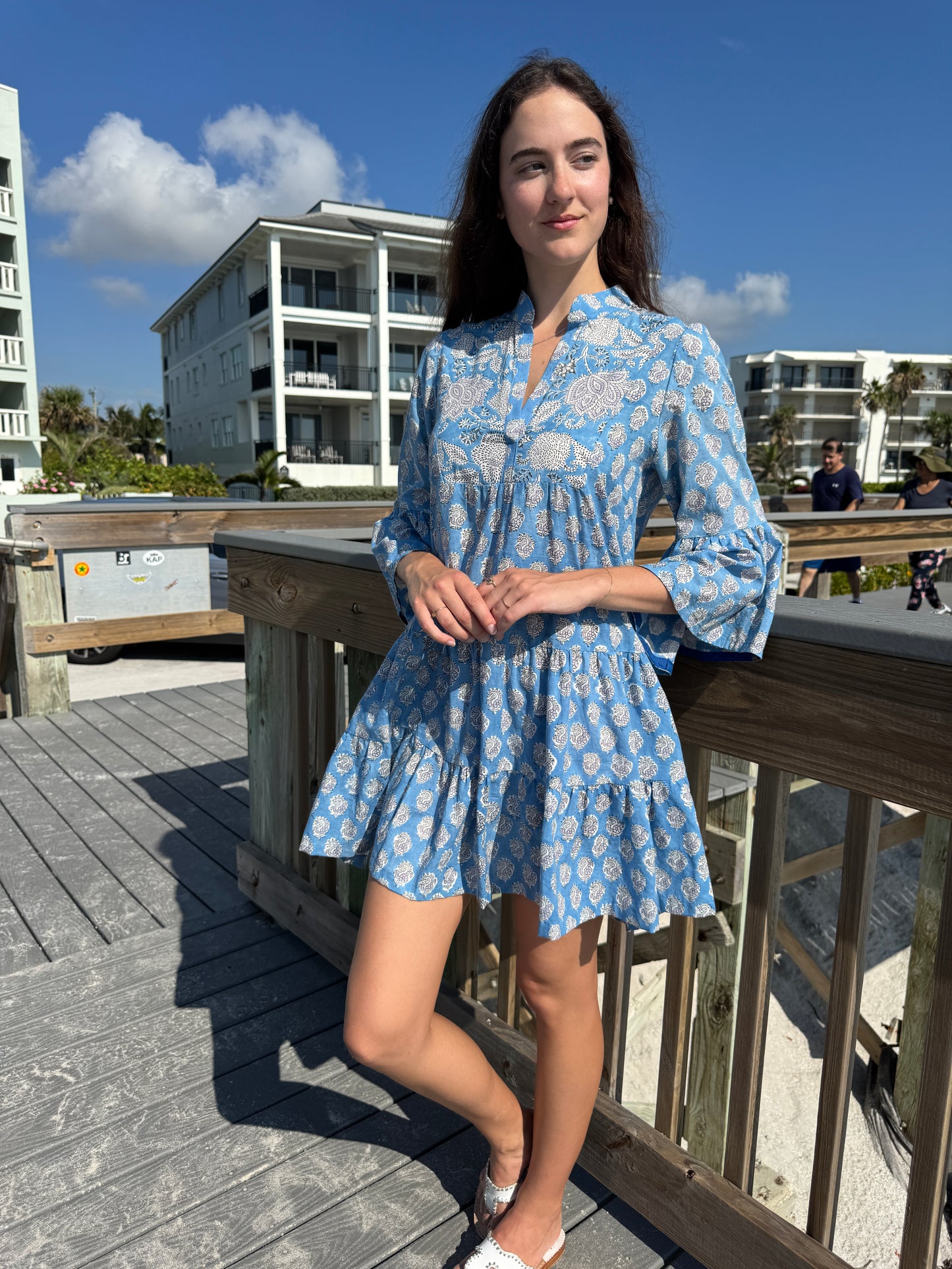 Babydoll Mini Dress | Botanical Azure