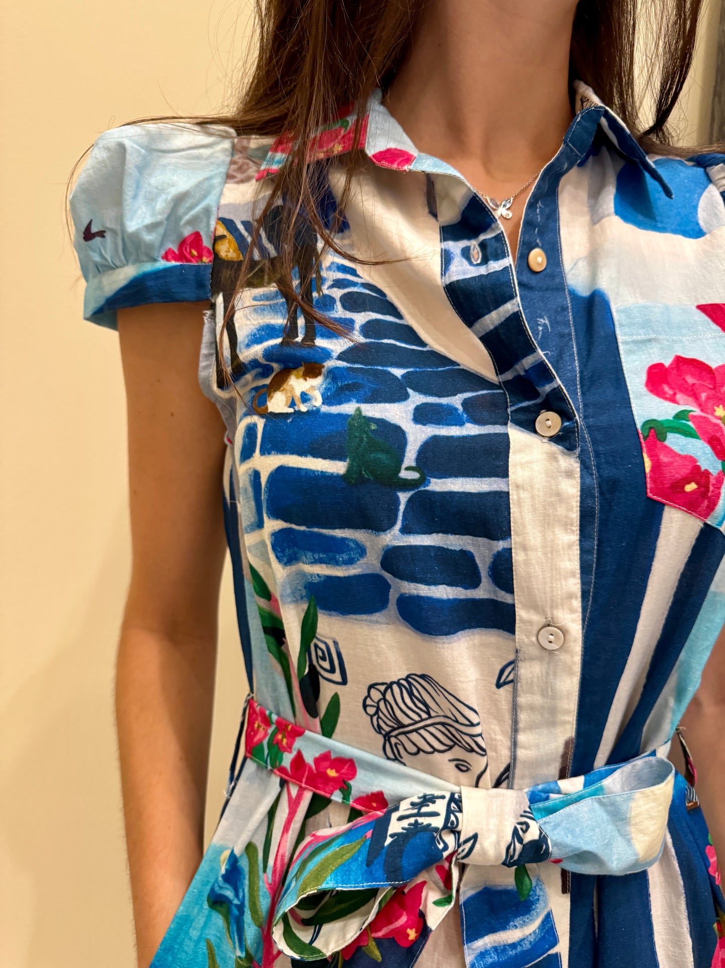 Amelia Puff Sleeve Shirt Dress | Santorini Limited Edition