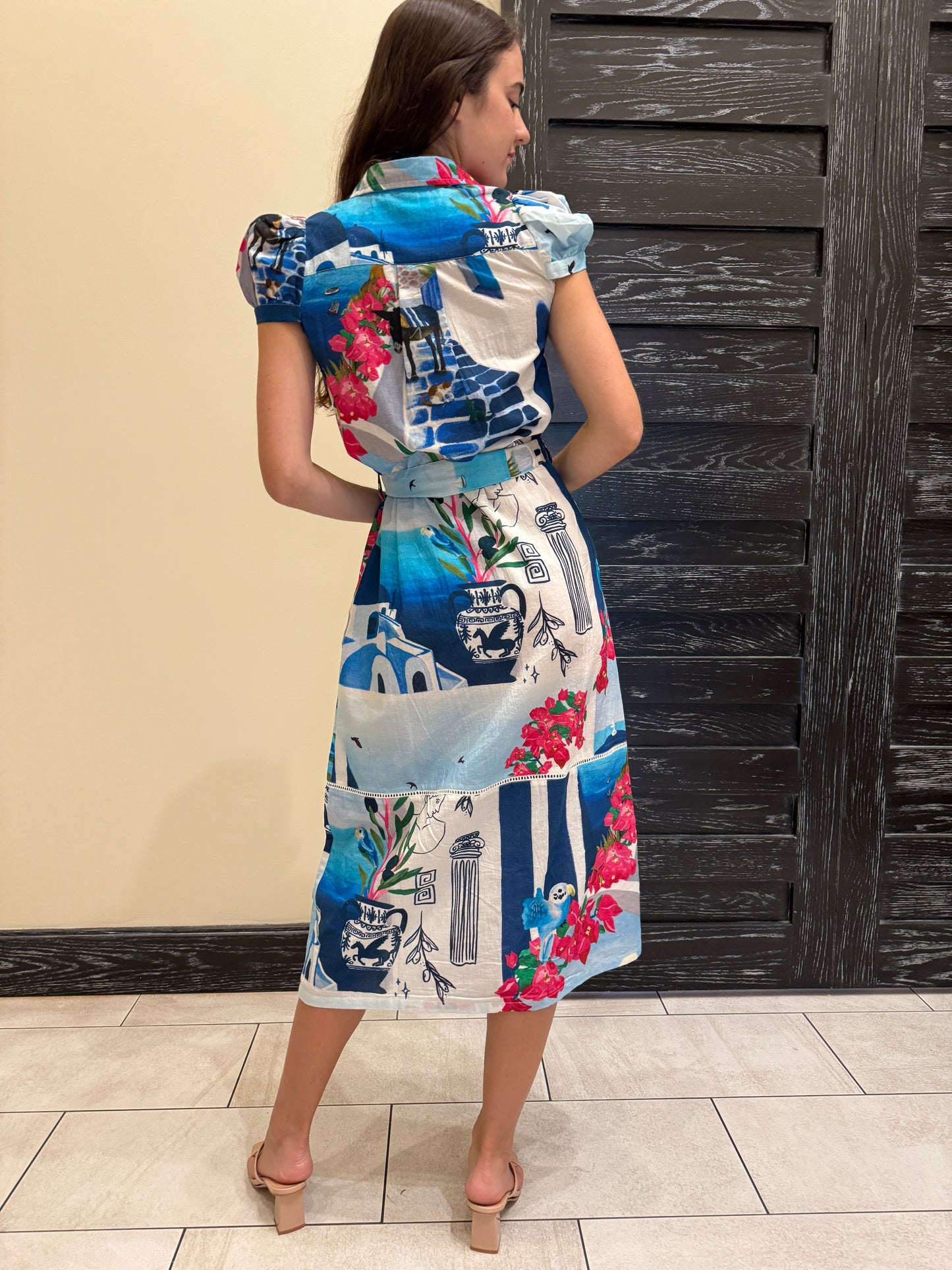 Amelia Puff Sleeve Shirt Dress | Santorini Limited Edition