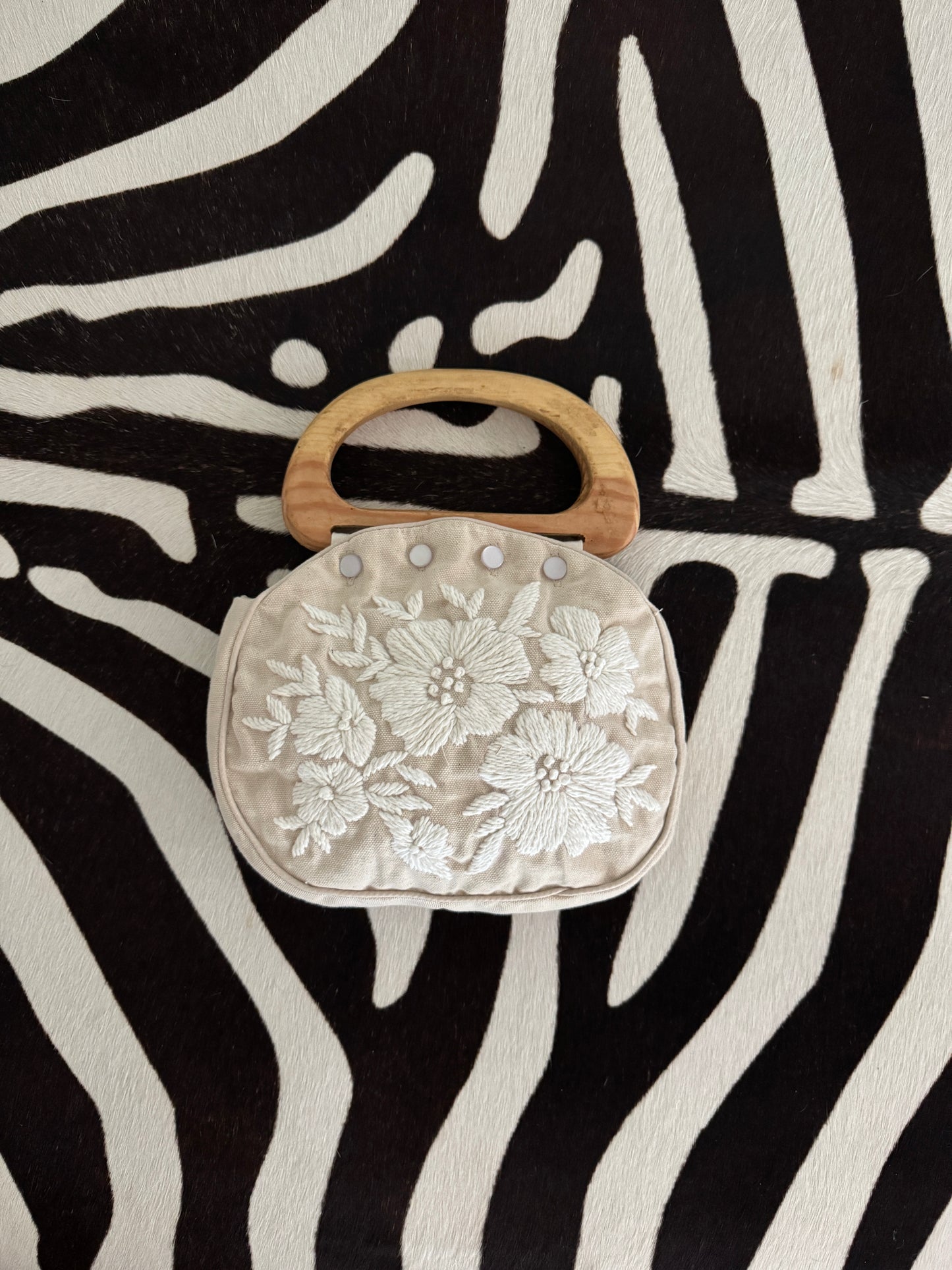Bermuda Bag with Bamboo Handles Canvas Floral