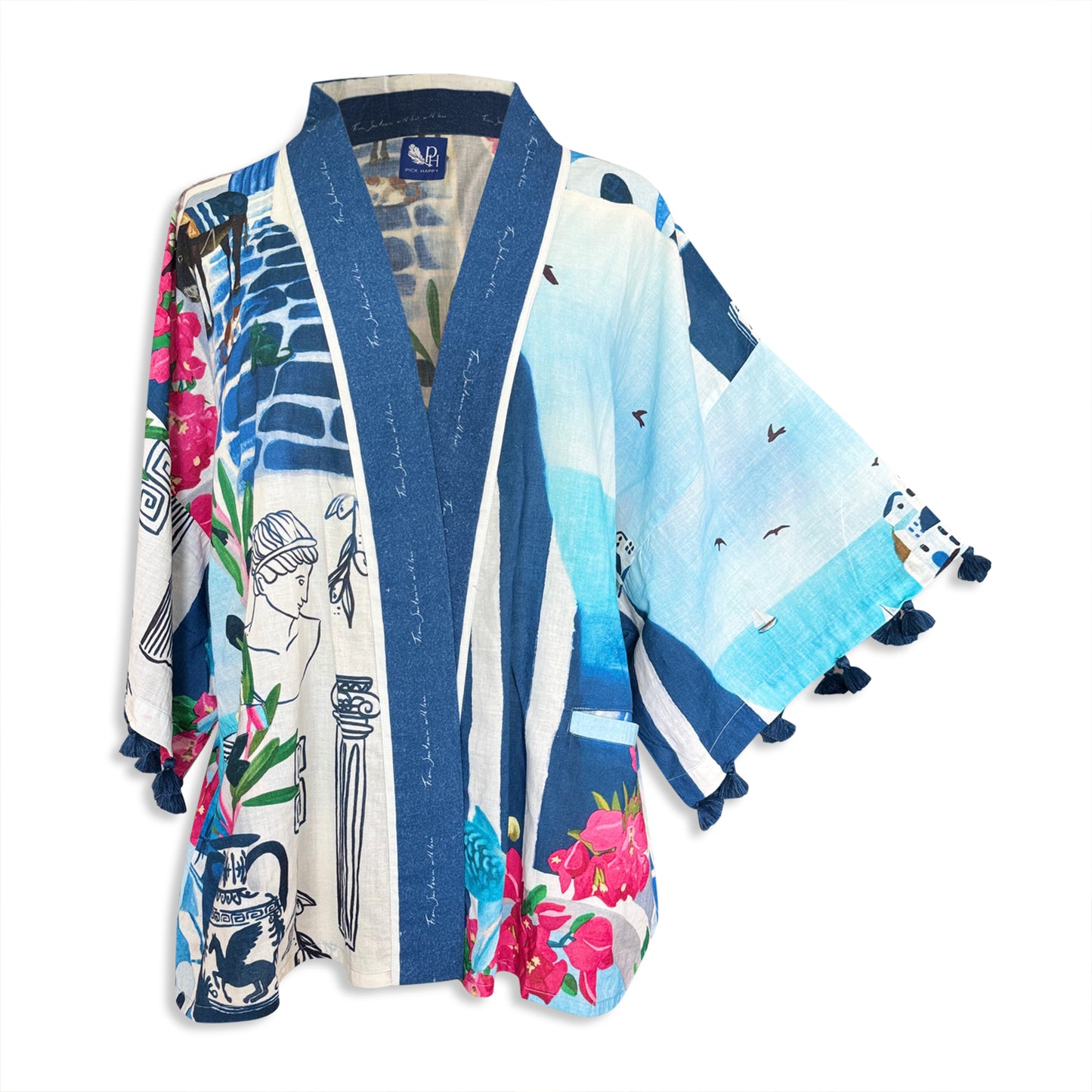 Short Kimono with Tassels Santorini Limited