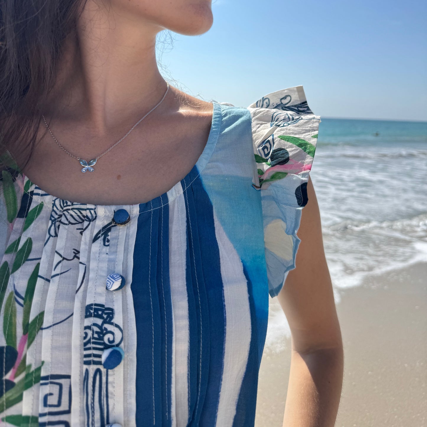 Ruffle Sleeve Pintuck Mini | Limited Edition | Santorini