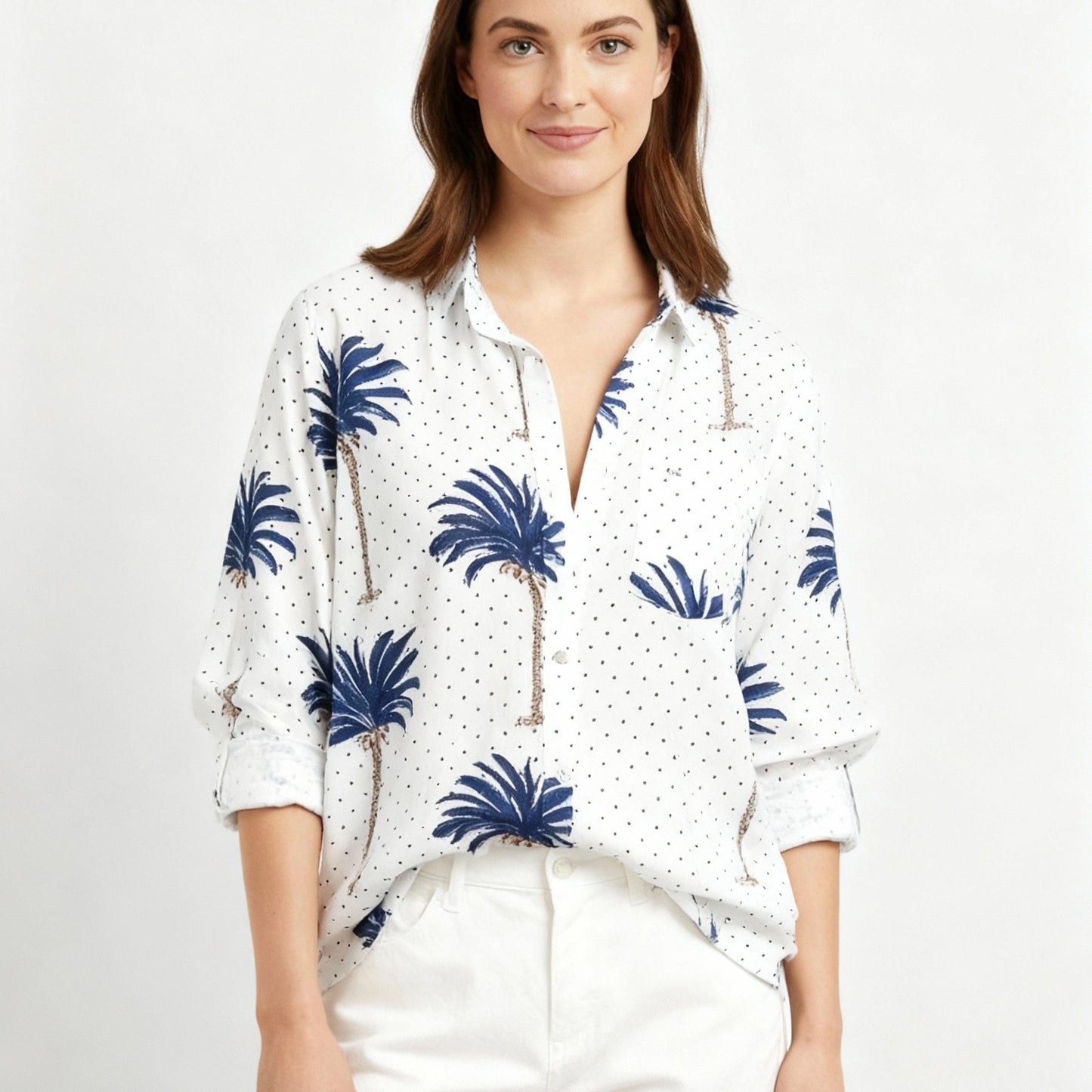Resort Shirt Unisex Indigo Palm Tree