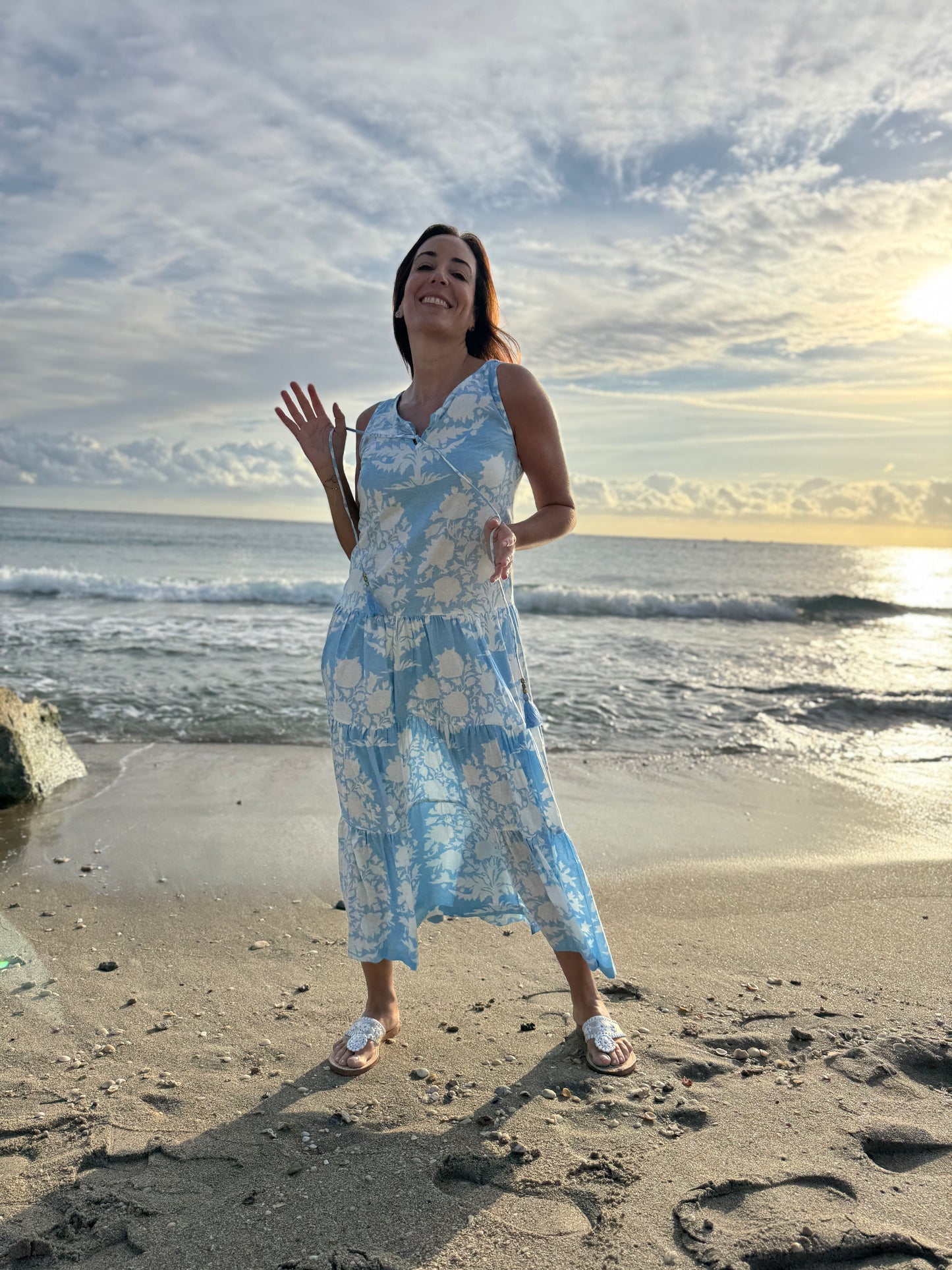 Relax Long Dress with Tassels | Tree of Life Morning Mist
