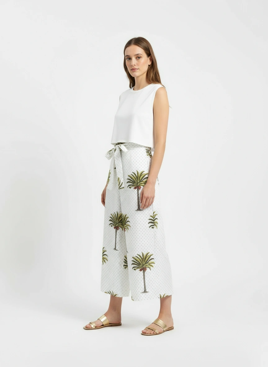 Wide Pants | Green Palm